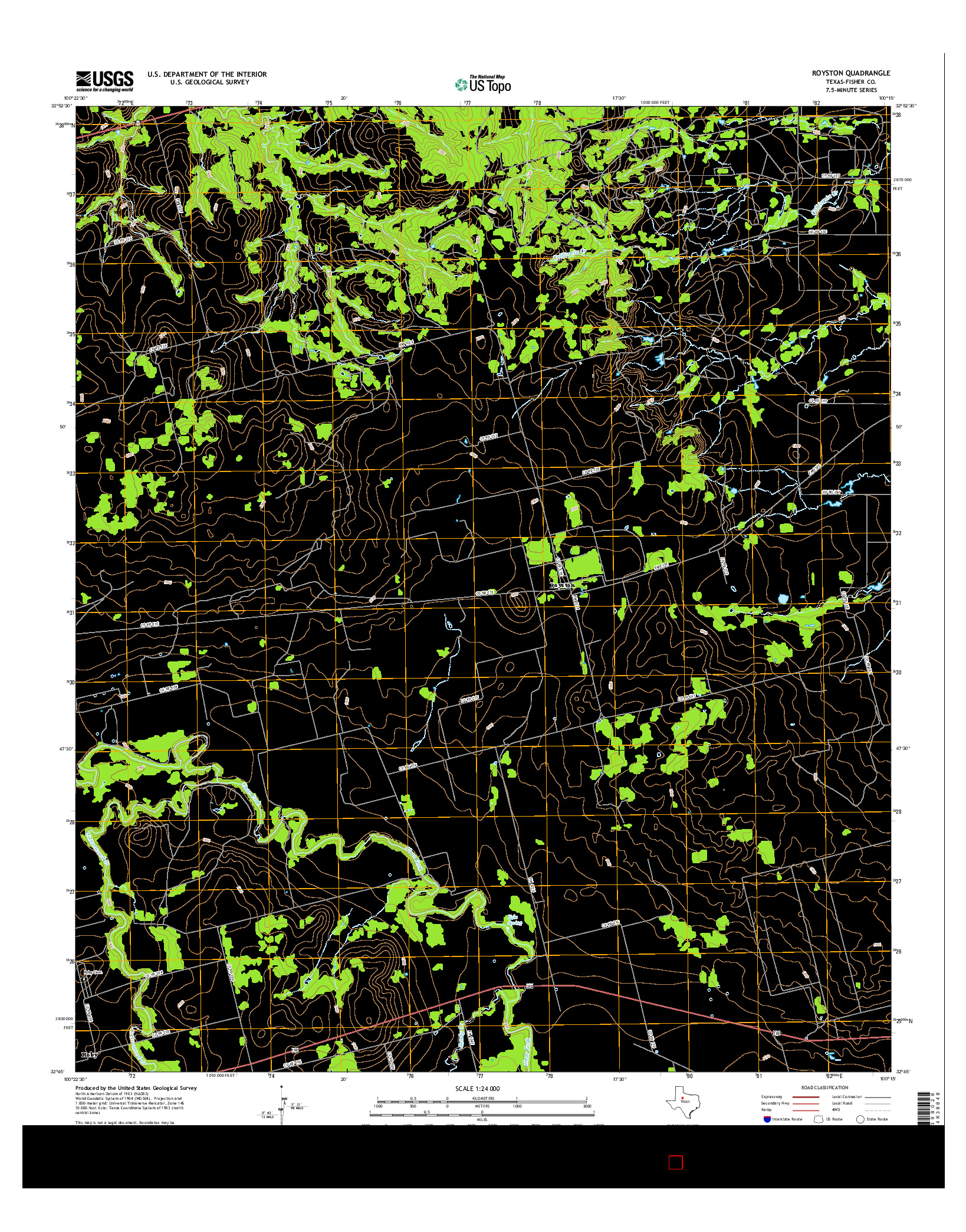 USGS US TOPO 7.5-MINUTE MAP FOR ROYSTON, TX 2016