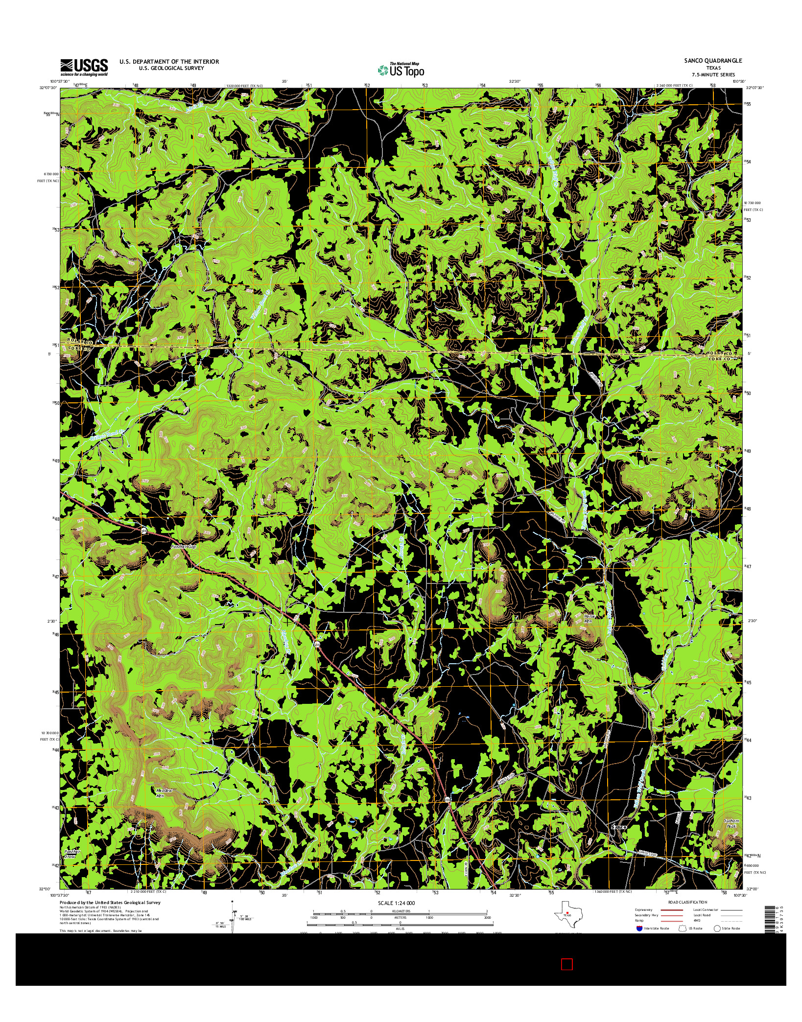 USGS US TOPO 7.5-MINUTE MAP FOR SANCO, TX 2016