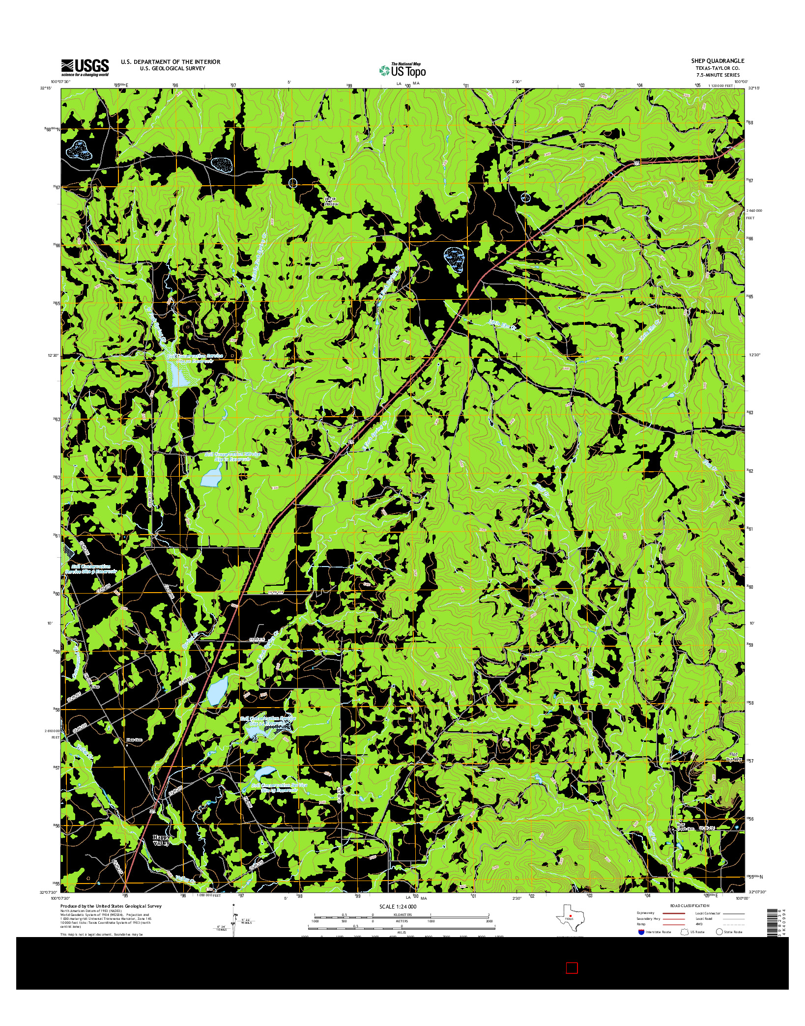 USGS US TOPO 7.5-MINUTE MAP FOR SHEP, TX 2016