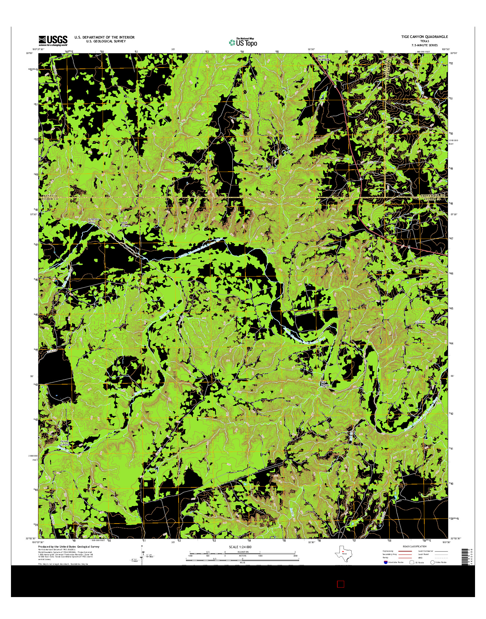 USGS US TOPO 7.5-MINUTE MAP FOR TIGE CANYON, TX 2016