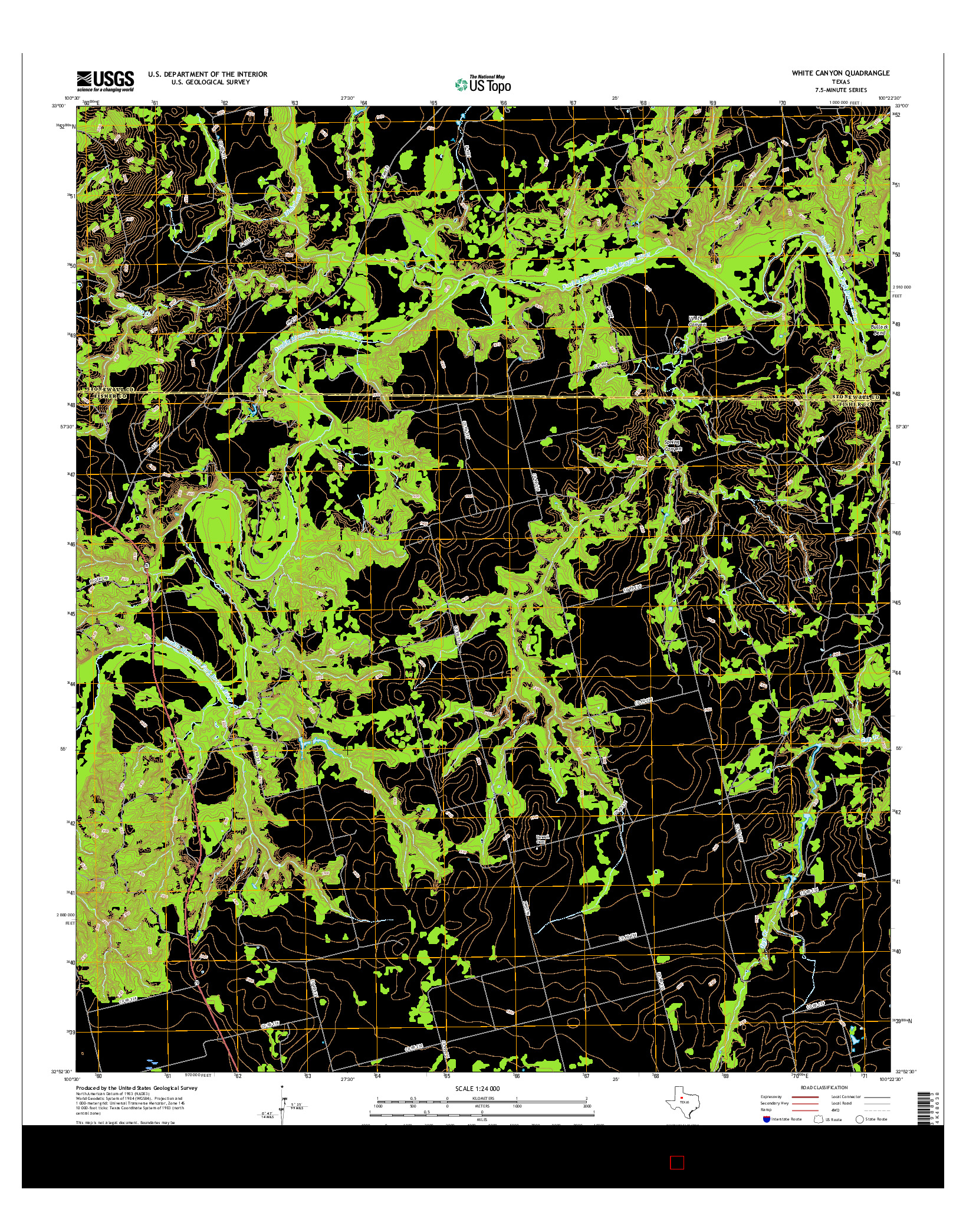 USGS US TOPO 7.5-MINUTE MAP FOR WHITE CANYON, TX 2016