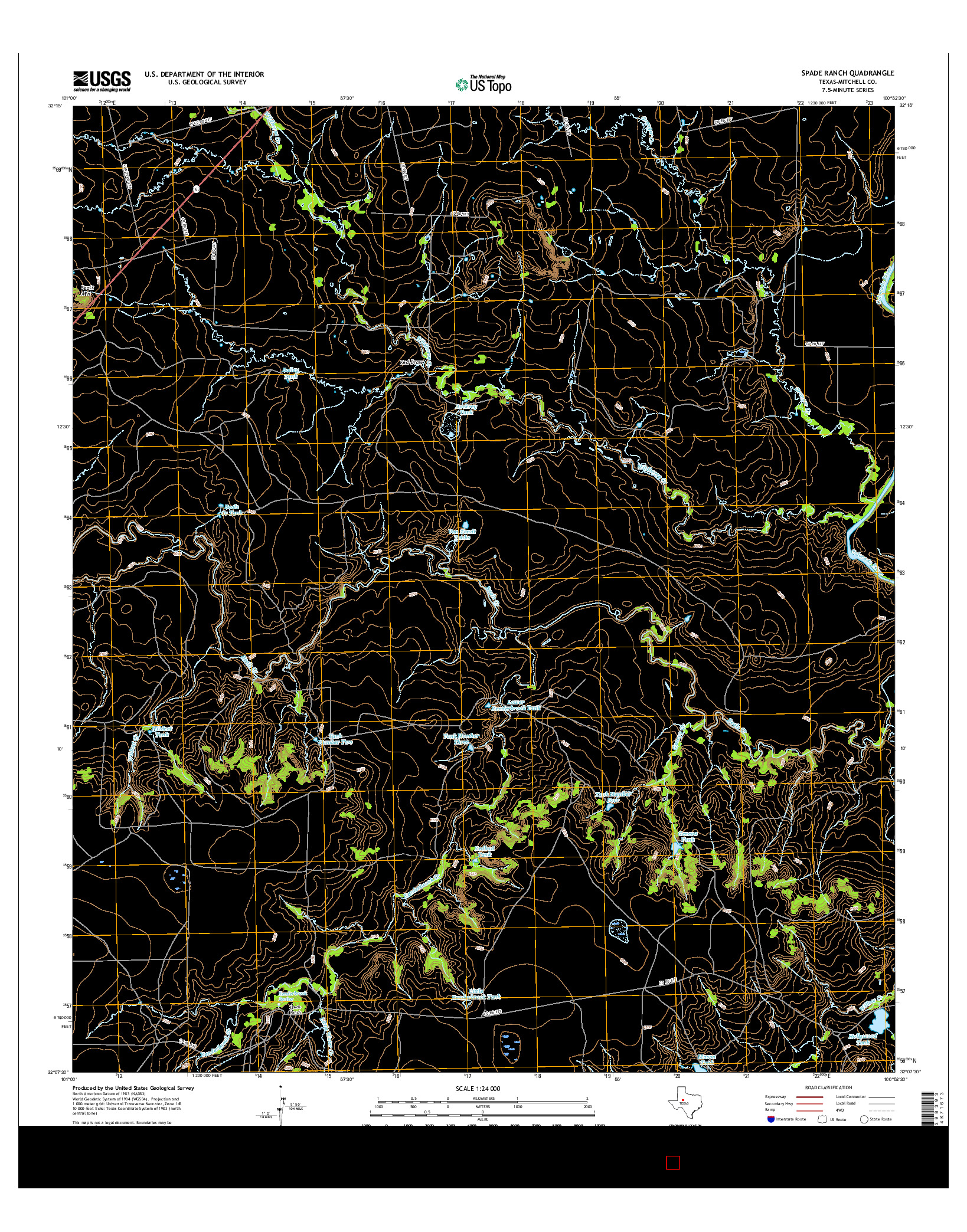 USGS US TOPO 7.5-MINUTE MAP FOR SPADE RANCH, TX 2016