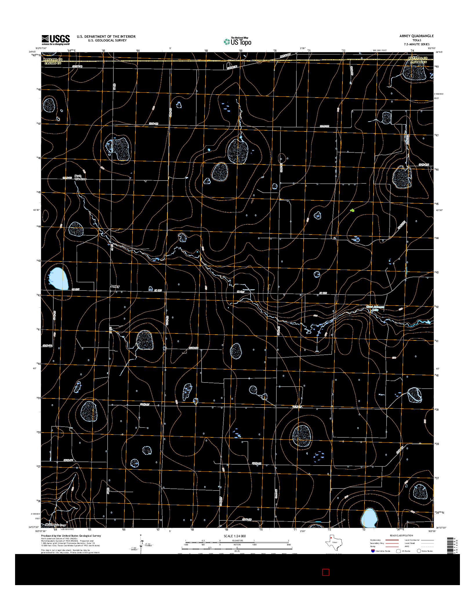 USGS US TOPO 7.5-MINUTE MAP FOR ARNEY, TX 2016