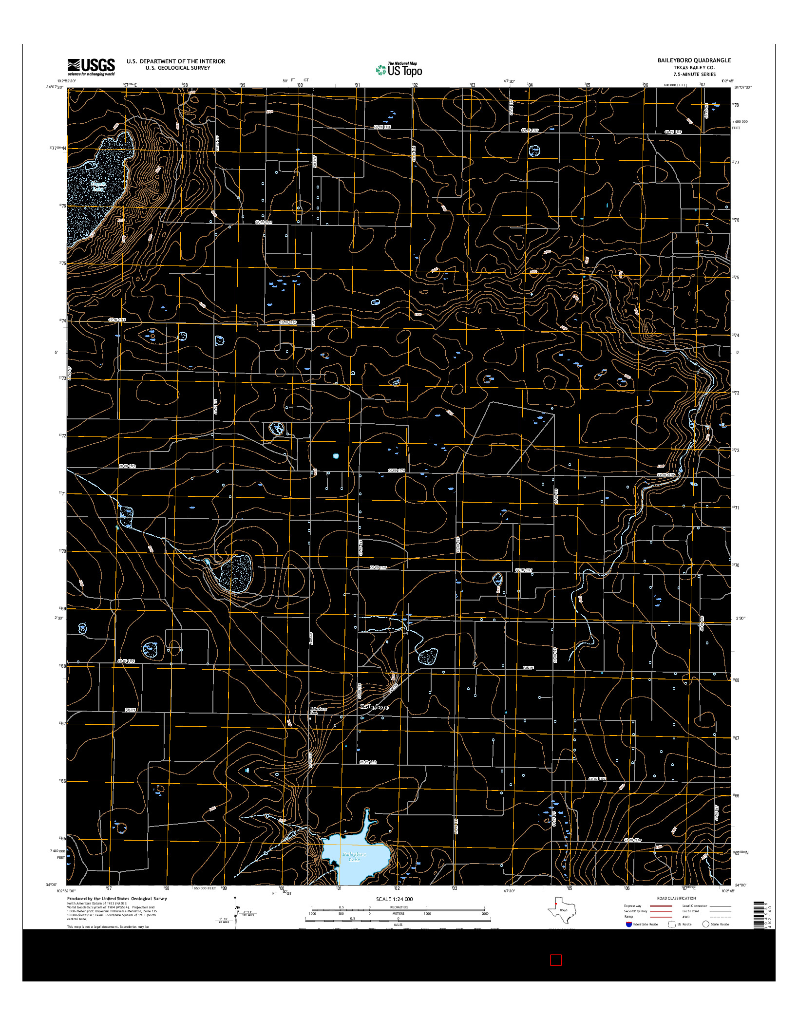 USGS US TOPO 7.5-MINUTE MAP FOR BAILEYBORO, TX 2016