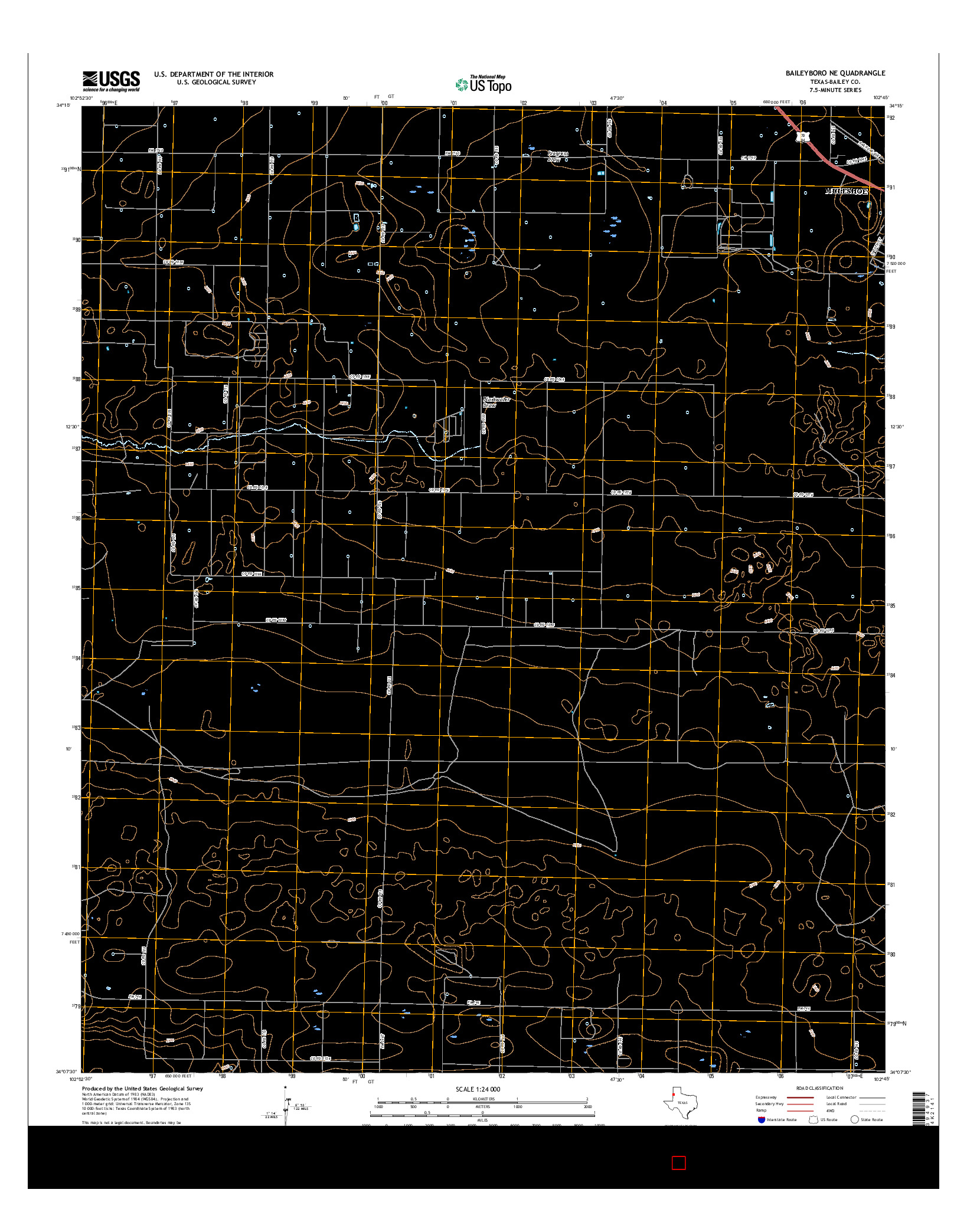 USGS US TOPO 7.5-MINUTE MAP FOR BAILEYBORO NE, TX 2016