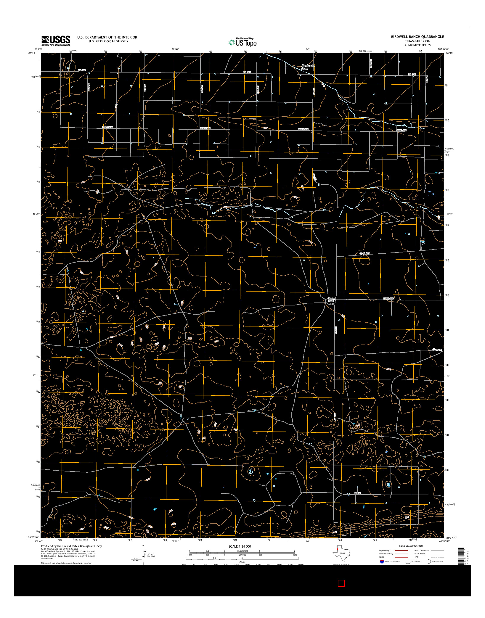 USGS US TOPO 7.5-MINUTE MAP FOR BIRDWELL RANCH, TX 2016