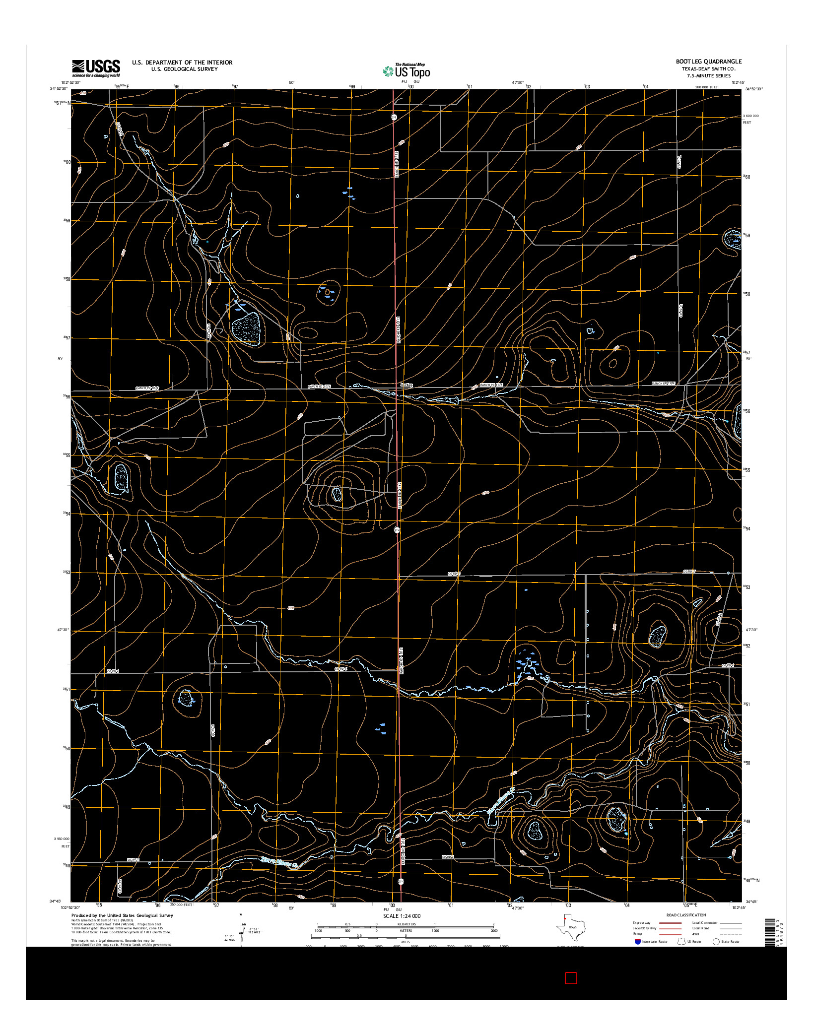 USGS US TOPO 7.5-MINUTE MAP FOR BOOTLEG, TX 2016