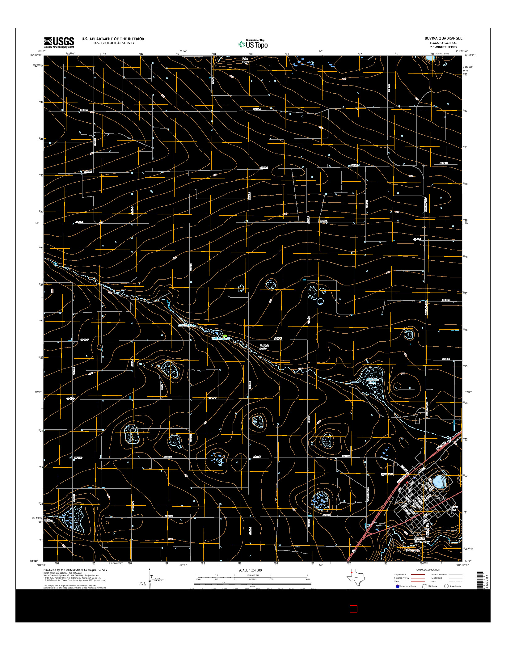 USGS US TOPO 7.5-MINUTE MAP FOR BOVINA, TX 2016