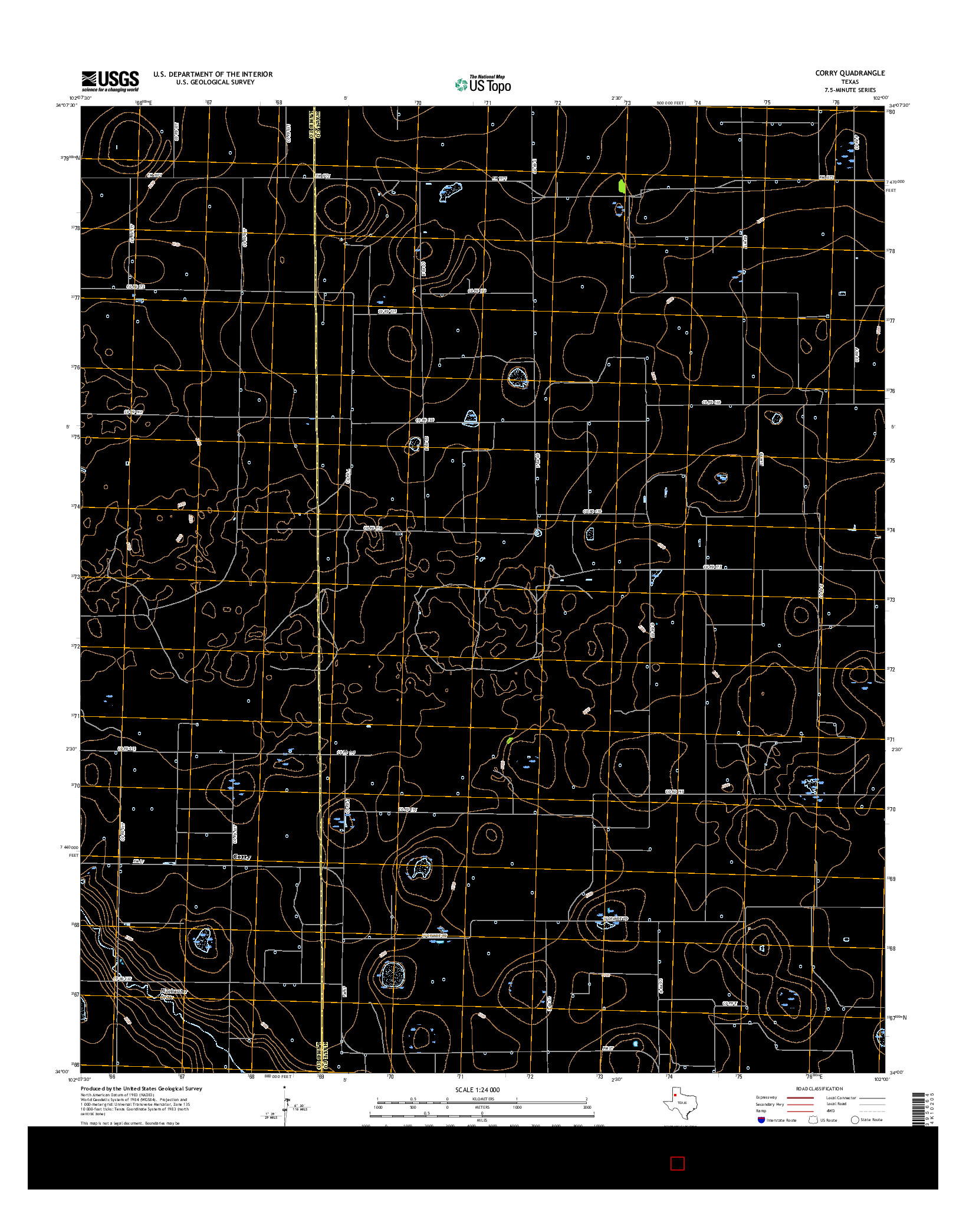 USGS US TOPO 7.5-MINUTE MAP FOR CORRY, TX 2016