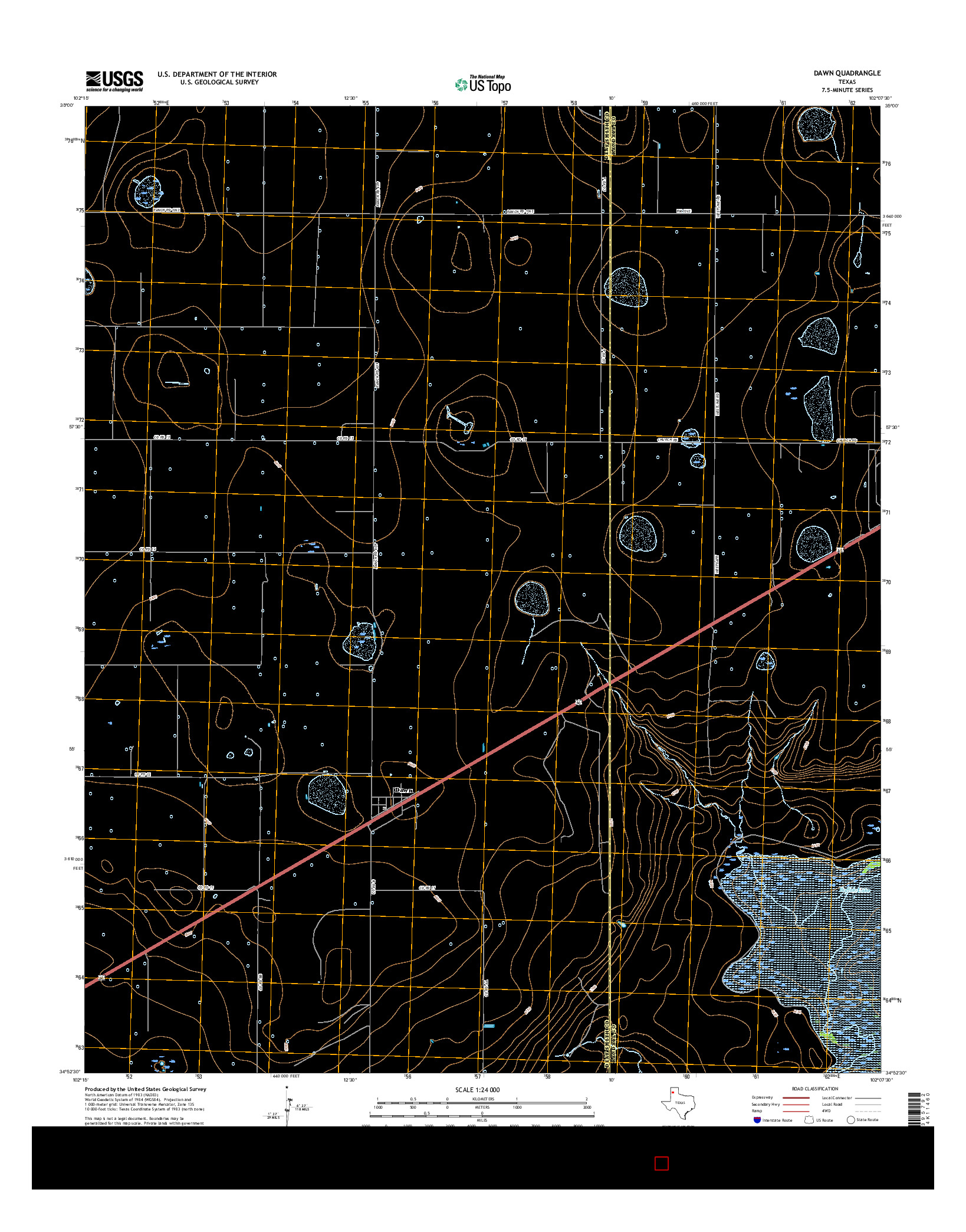 USGS US TOPO 7.5-MINUTE MAP FOR DAWN, TX 2016