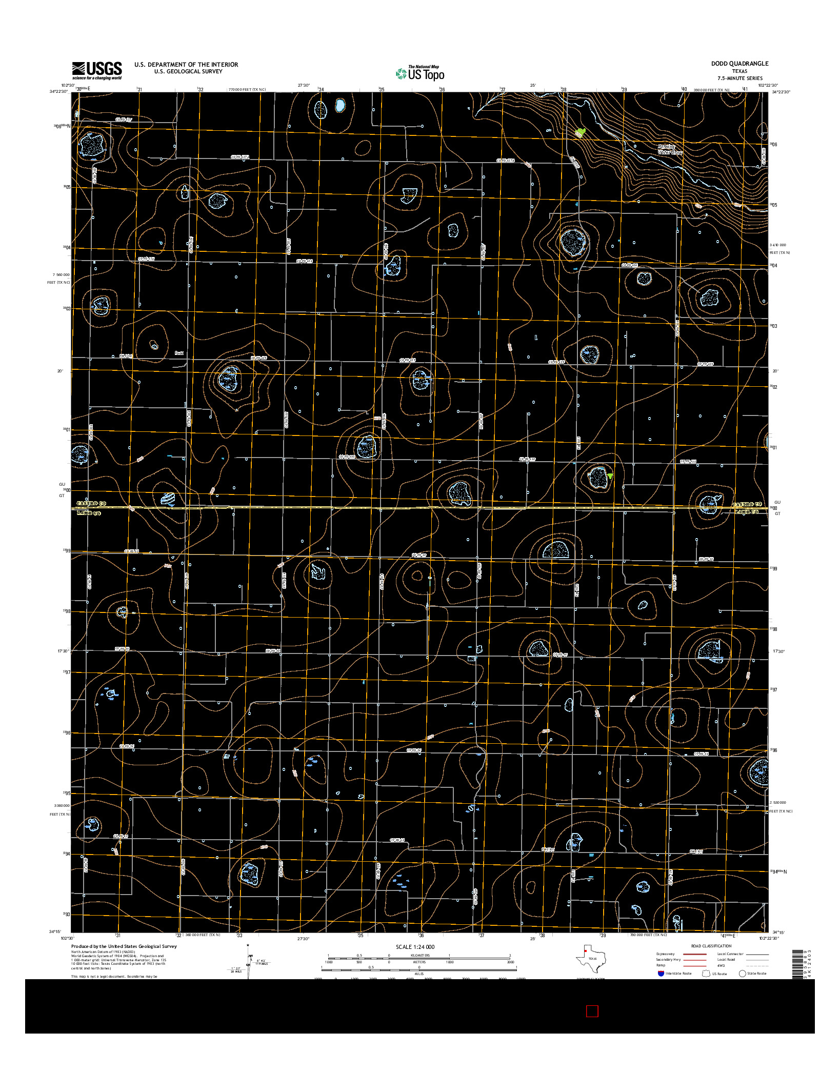 USGS US TOPO 7.5-MINUTE MAP FOR DODD, TX 2016