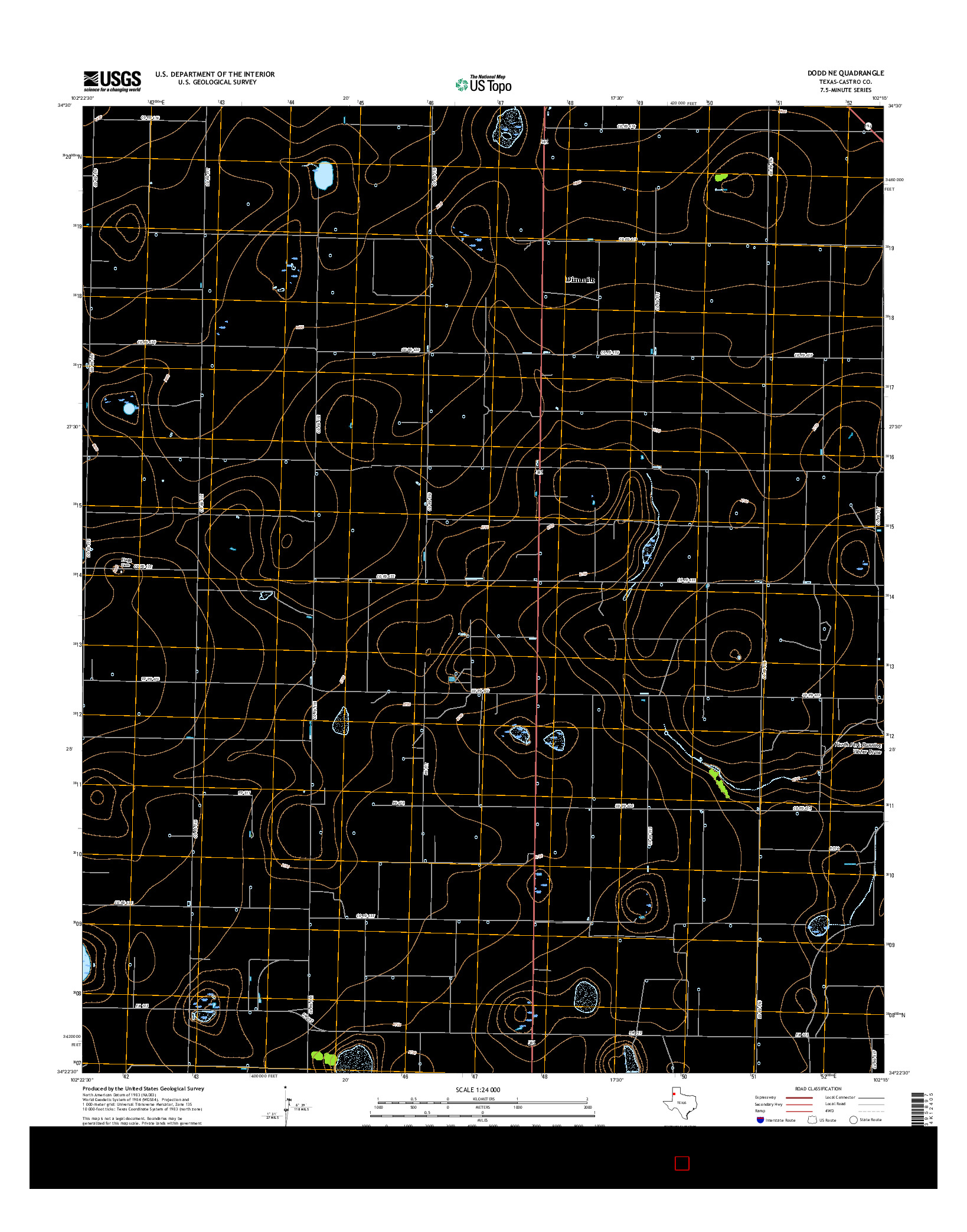 USGS US TOPO 7.5-MINUTE MAP FOR DODD NE, TX 2016