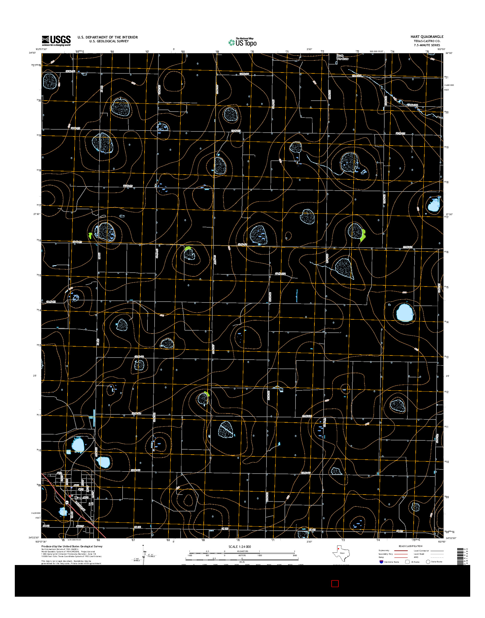 USGS US TOPO 7.5-MINUTE MAP FOR HART, TX 2016