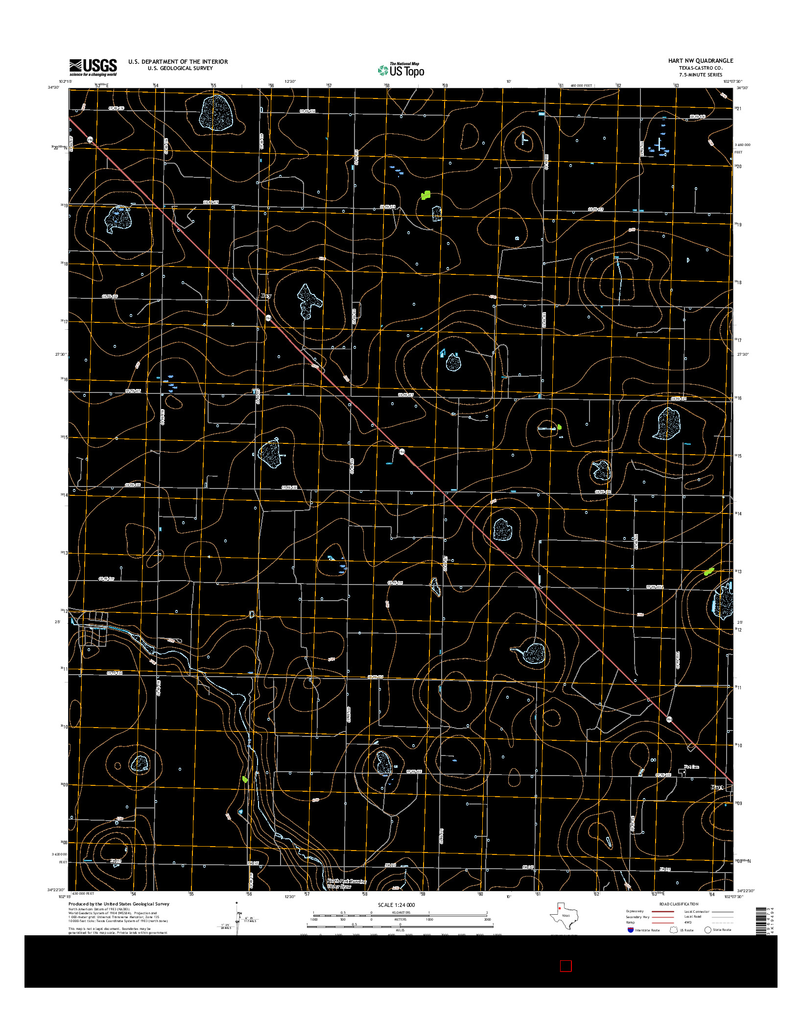 USGS US TOPO 7.5-MINUTE MAP FOR HART NW, TX 2016