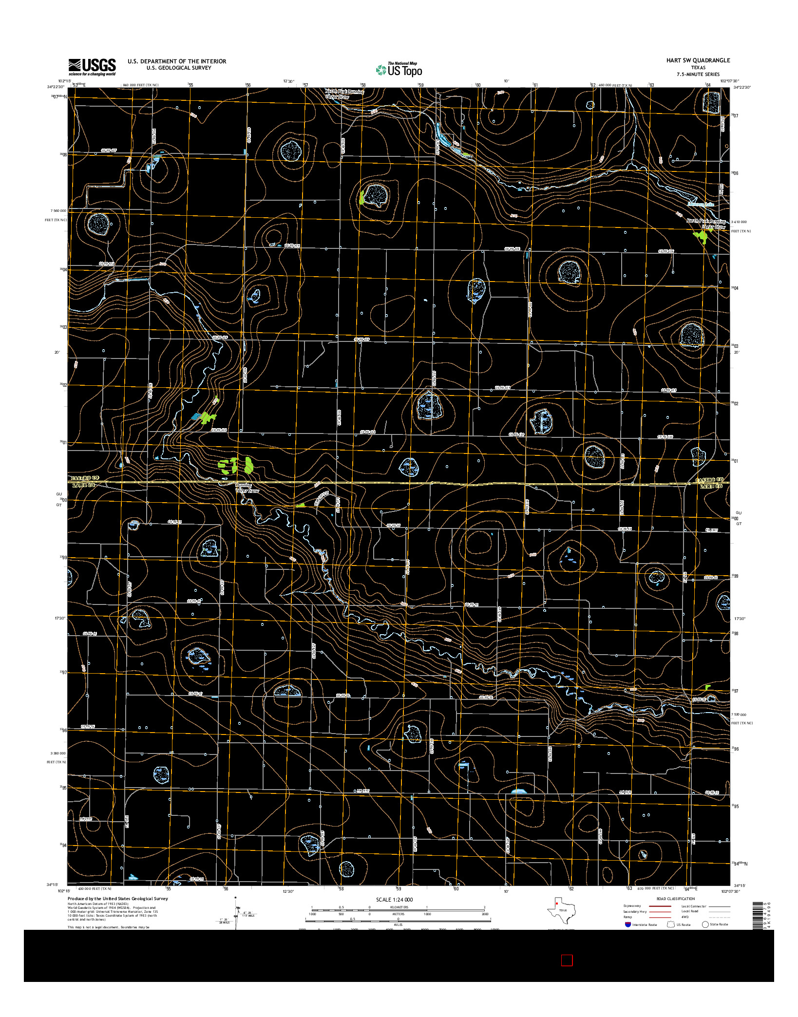 USGS US TOPO 7.5-MINUTE MAP FOR HART SW, TX 2016