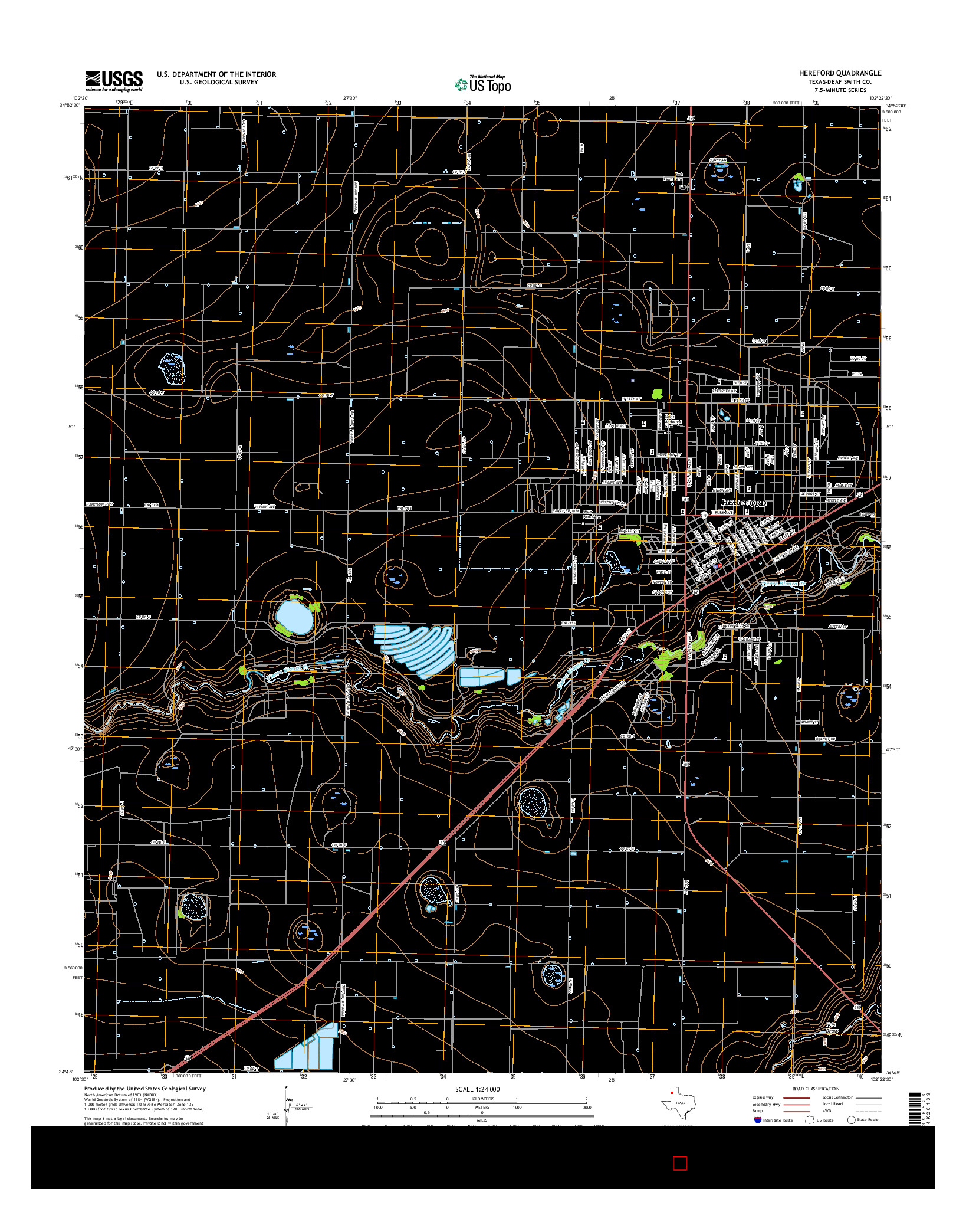 USGS US TOPO 7.5-MINUTE MAP FOR HEREFORD, TX 2016