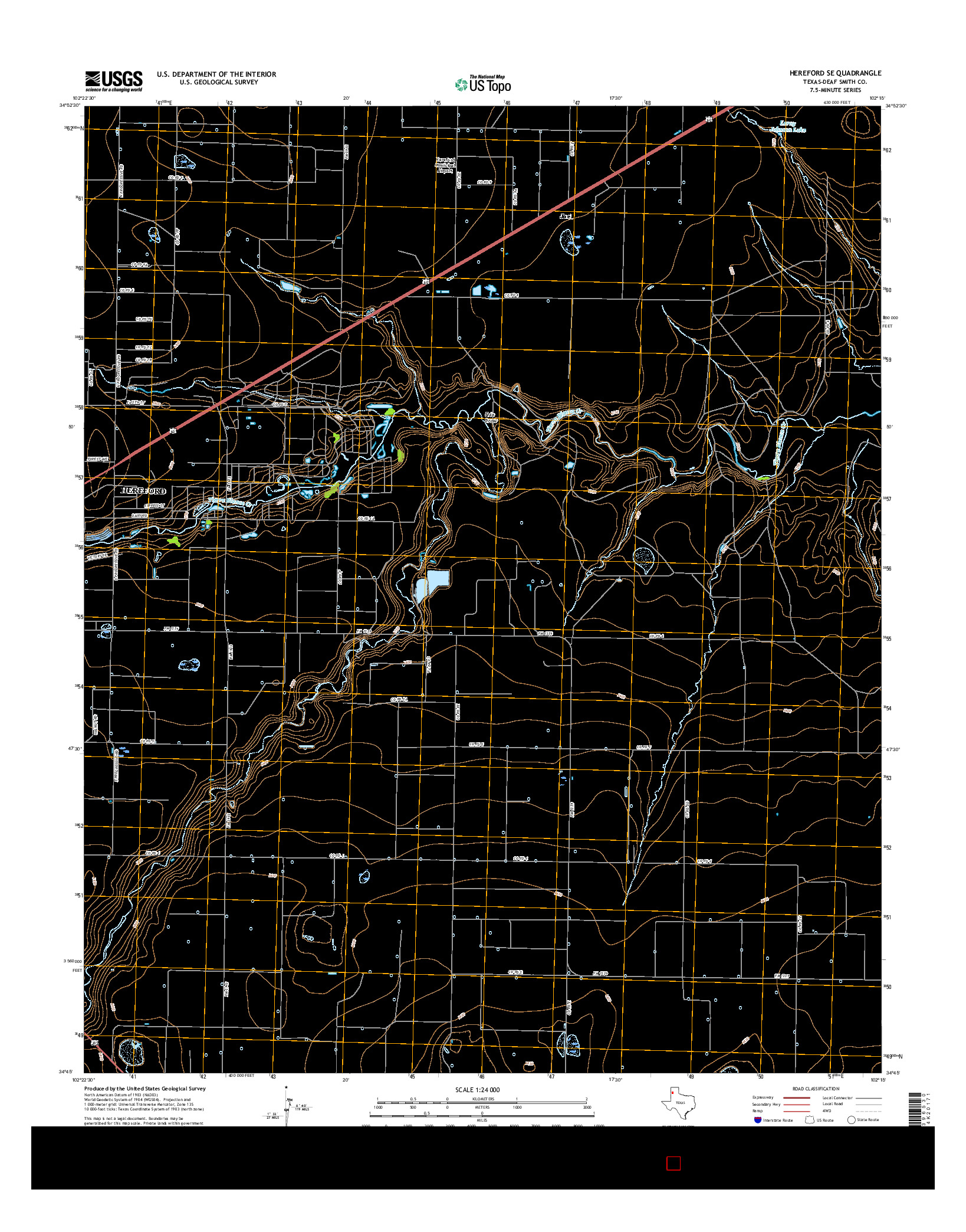 USGS US TOPO 7.5-MINUTE MAP FOR HEREFORD SE, TX 2016