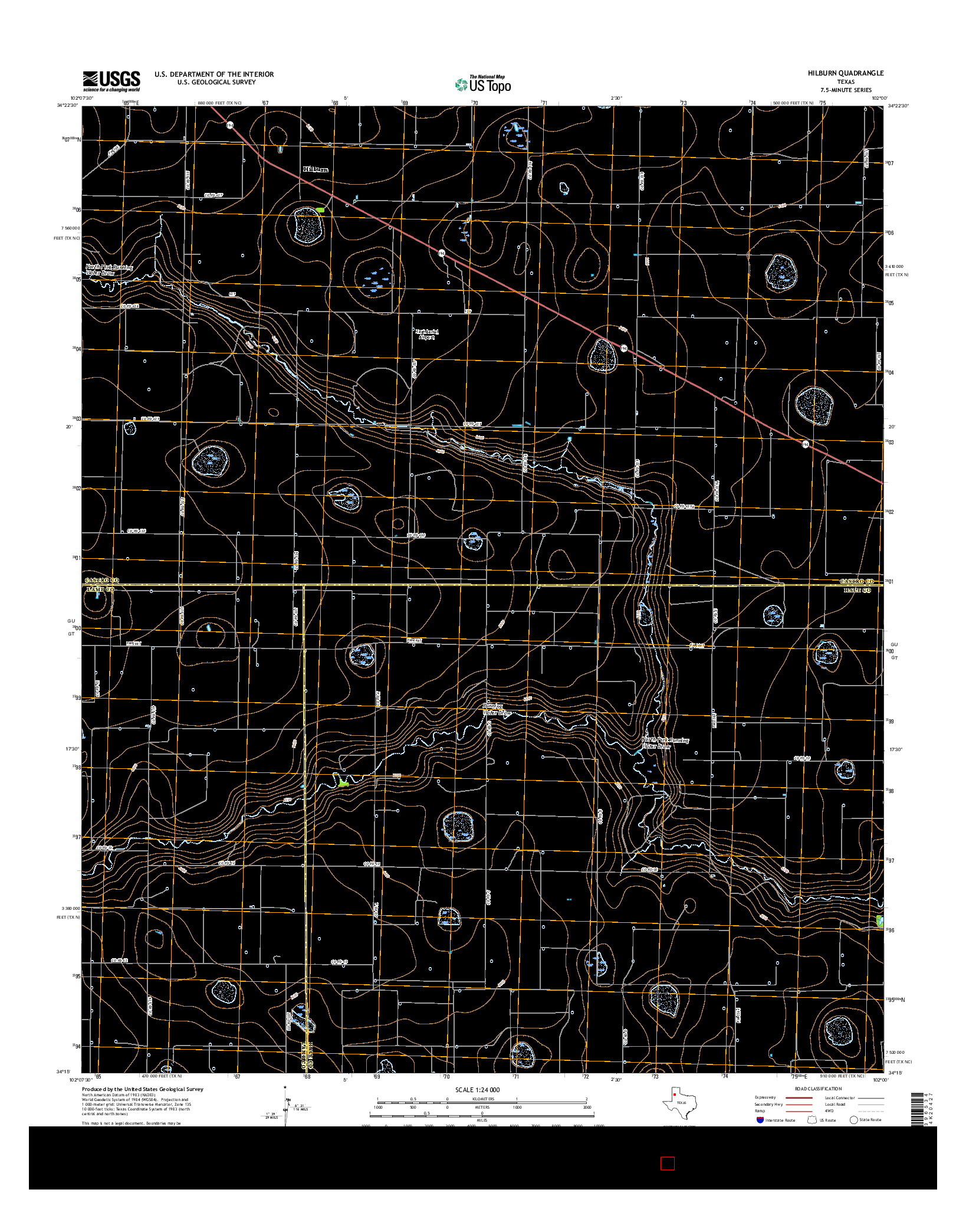 USGS US TOPO 7.5-MINUTE MAP FOR HILBURN, TX 2016