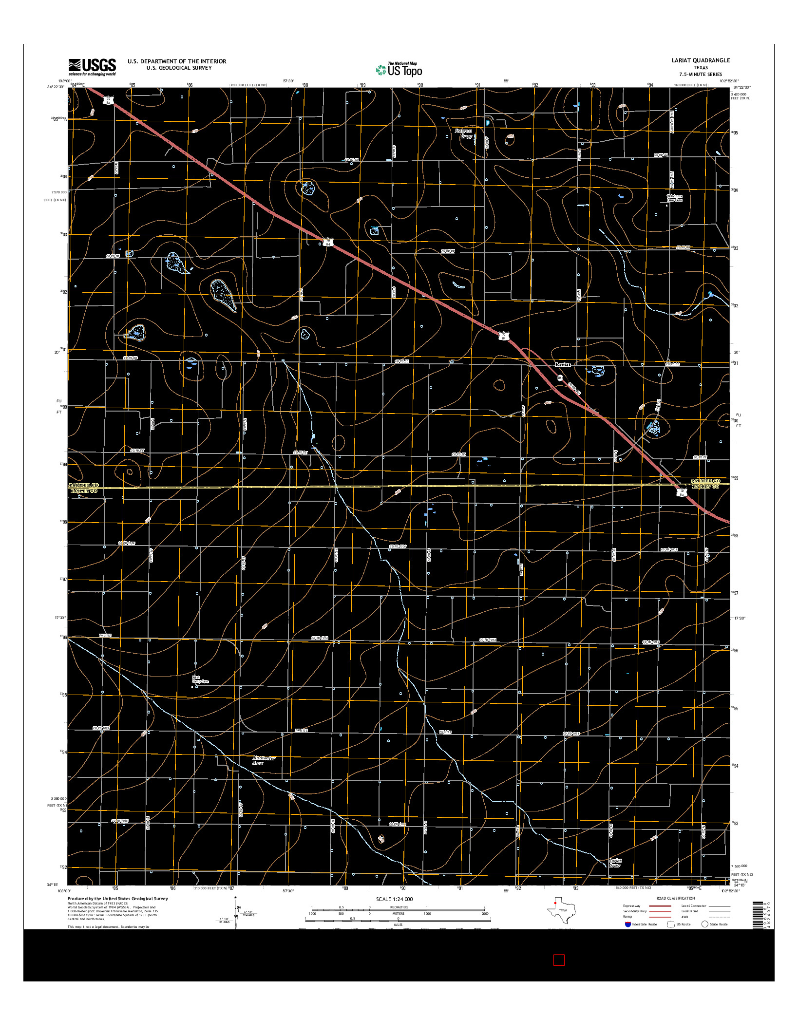 USGS US TOPO 7.5-MINUTE MAP FOR LARIAT, TX 2016