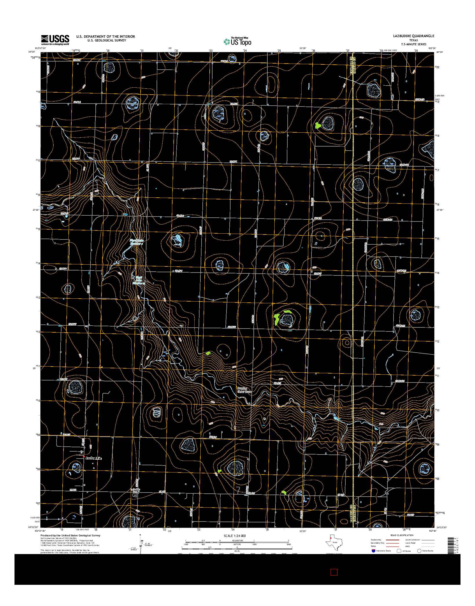 USGS US TOPO 7.5-MINUTE MAP FOR LAZBUDDIE, TX 2016