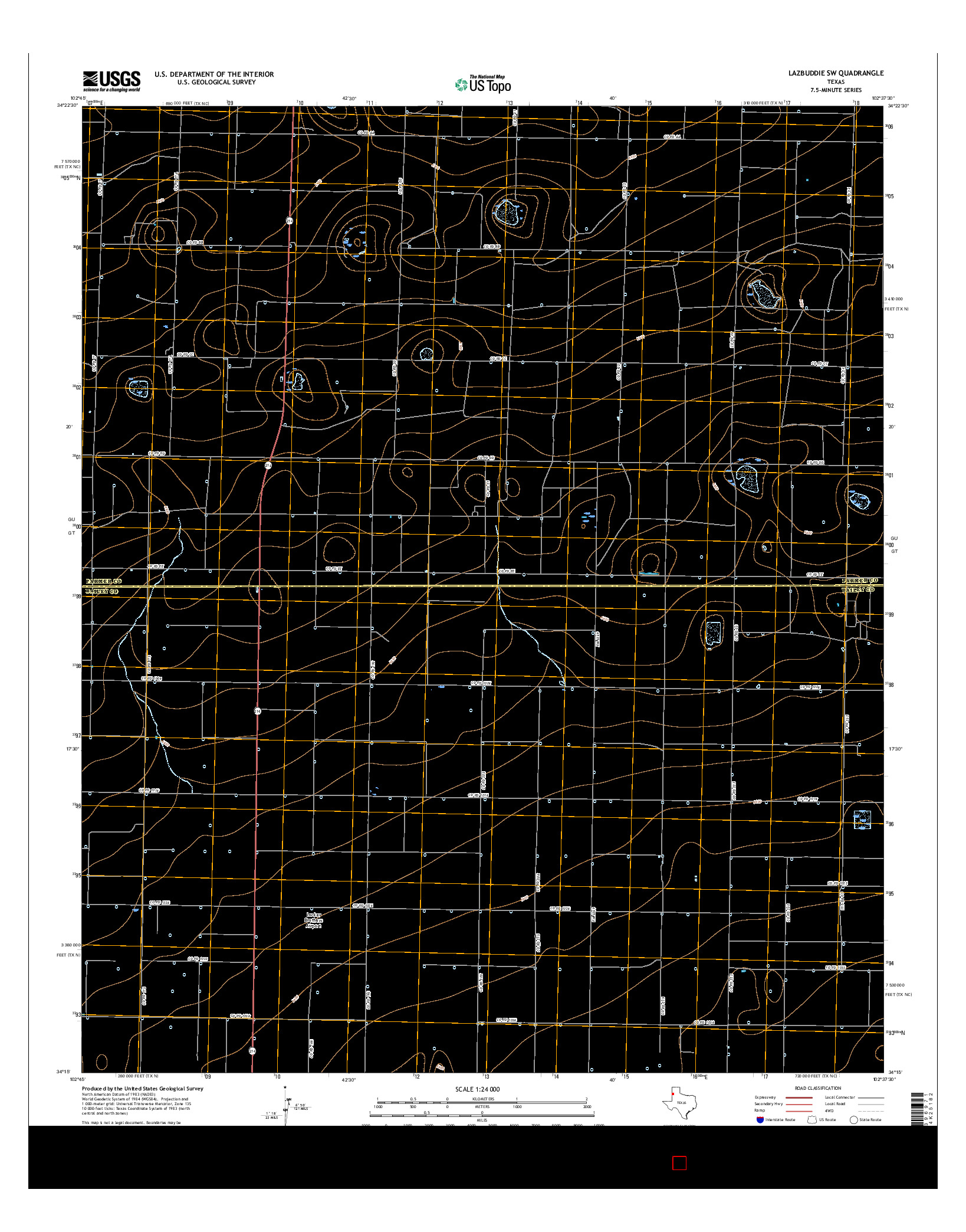 USGS US TOPO 7.5-MINUTE MAP FOR LAZBUDDIE SW, TX 2016