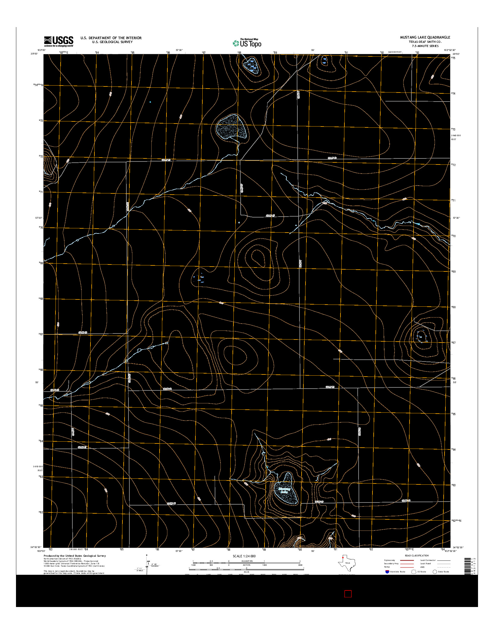 USGS US TOPO 7.5-MINUTE MAP FOR MUSTANG LAKE, TX 2016