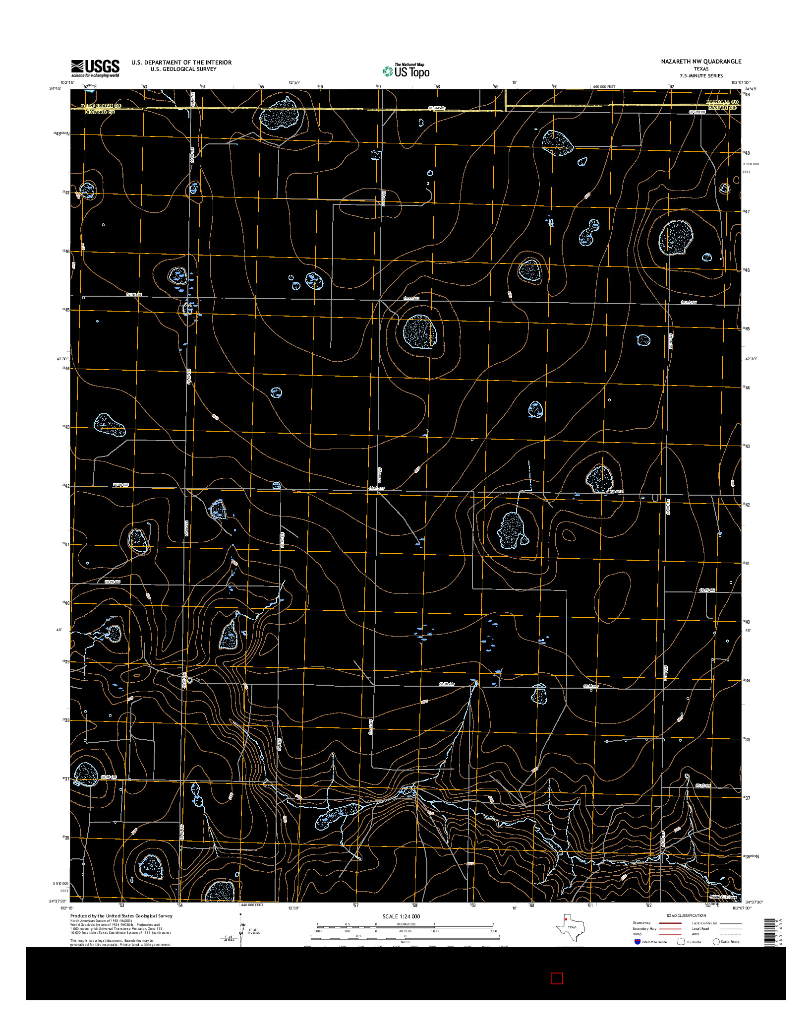 USGS US TOPO 7.5-MINUTE MAP FOR NAZARETH NW, TX 2016