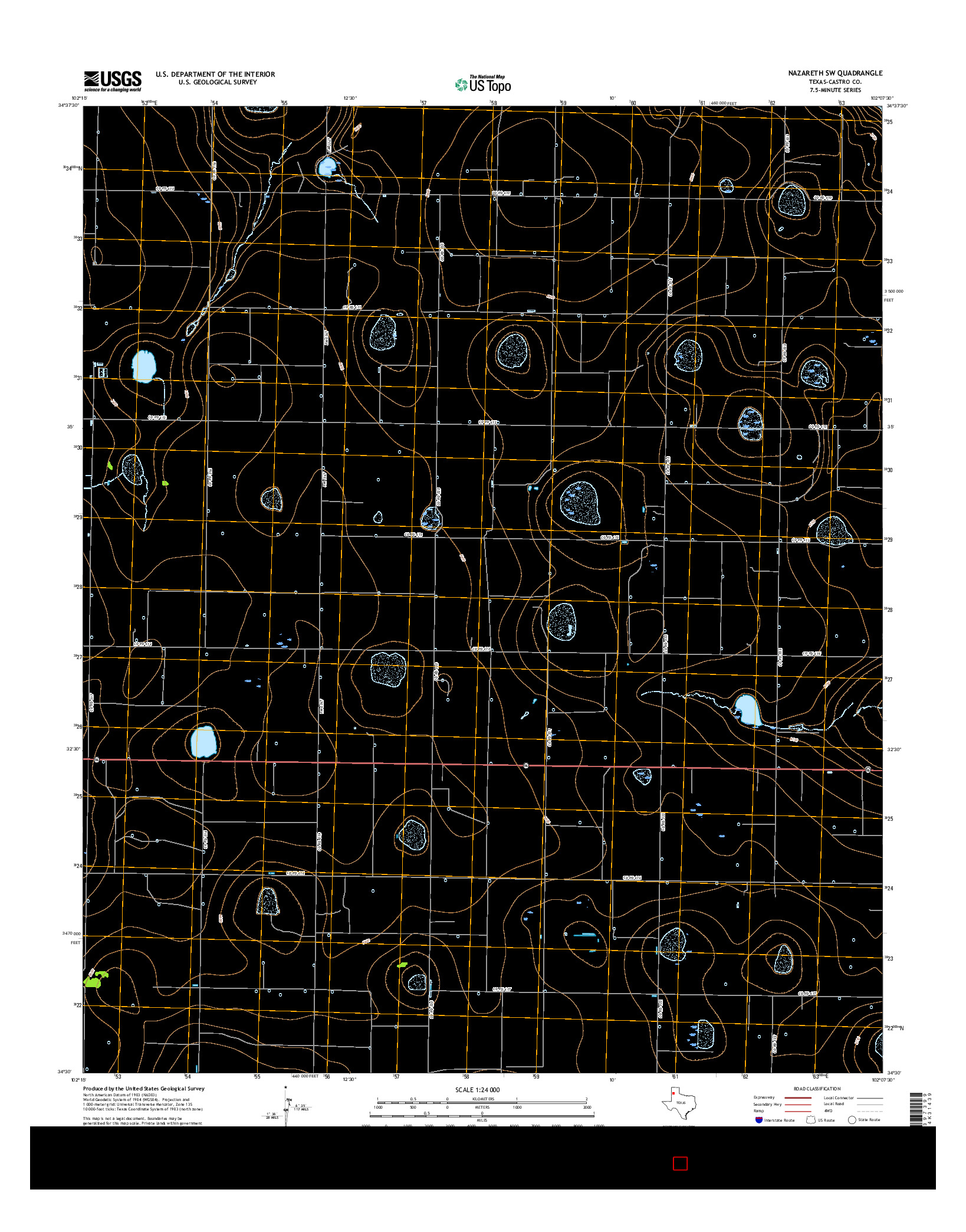 USGS US TOPO 7.5-MINUTE MAP FOR NAZARETH SW, TX 2016