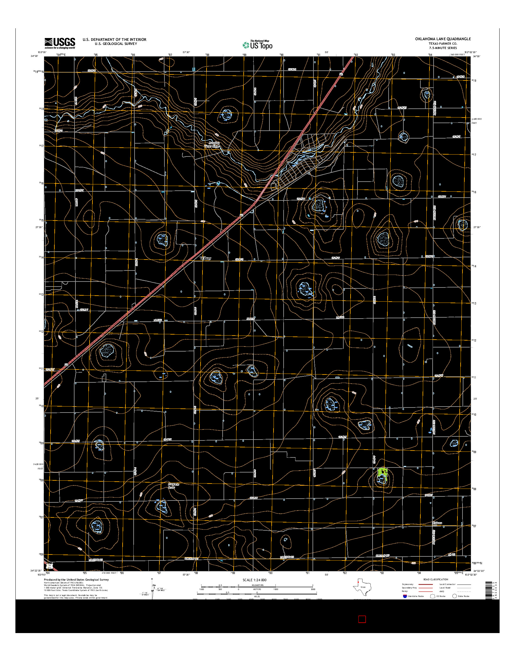 USGS US TOPO 7.5-MINUTE MAP FOR OKLAHOMA LANE, TX 2016