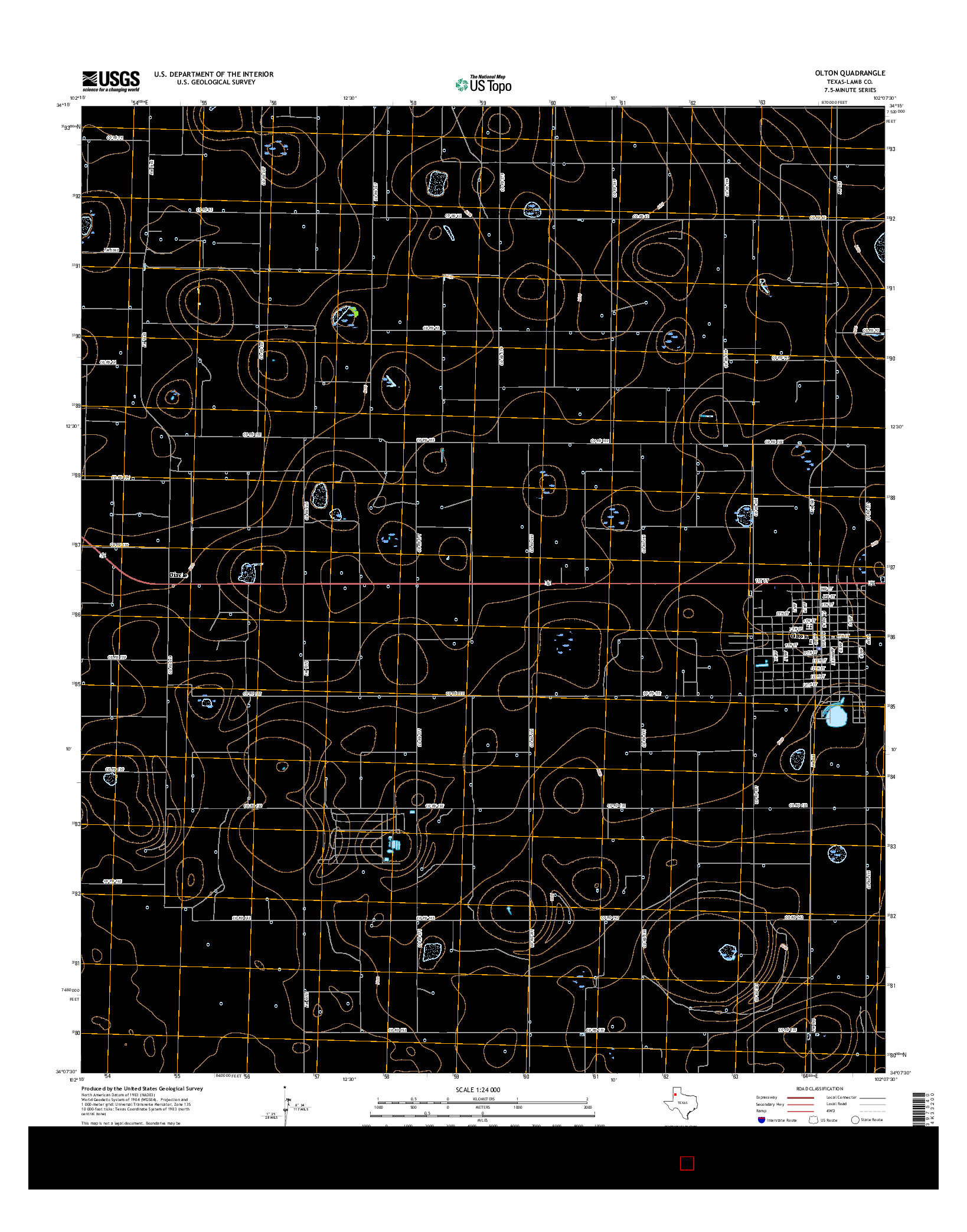 USGS US TOPO 7.5-MINUTE MAP FOR OLTON, TX 2016