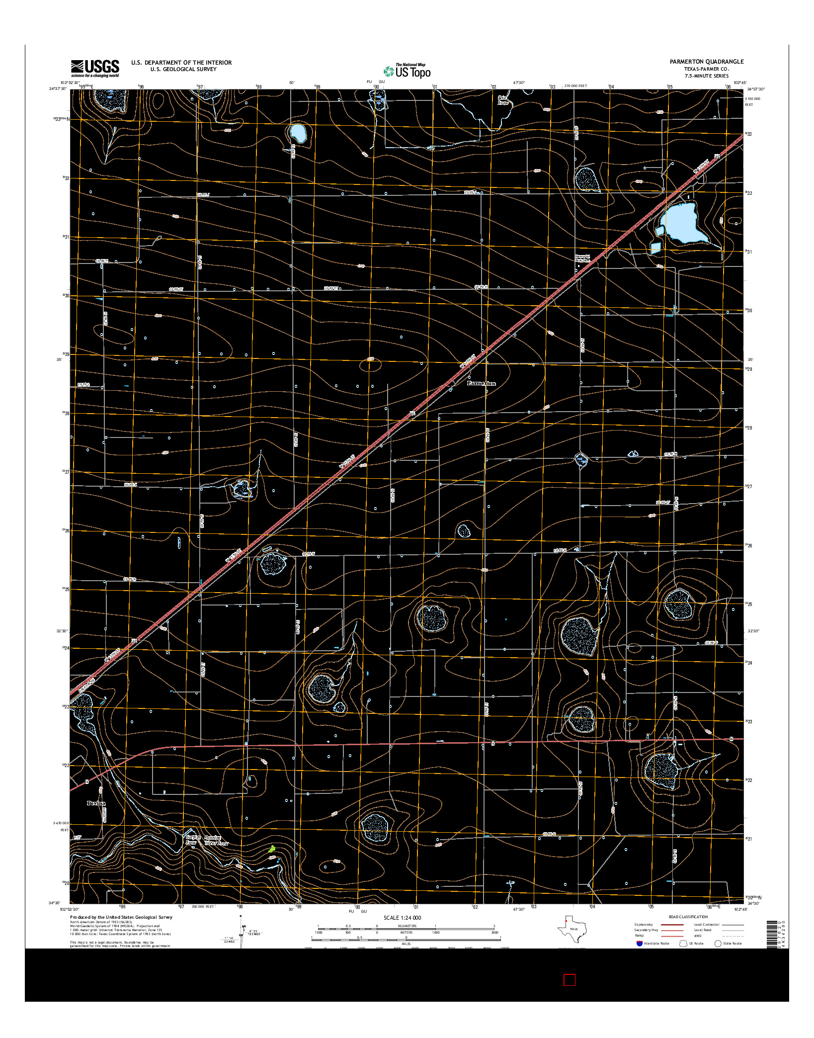 USGS US TOPO 7.5-MINUTE MAP FOR PARMERTON, TX 2016