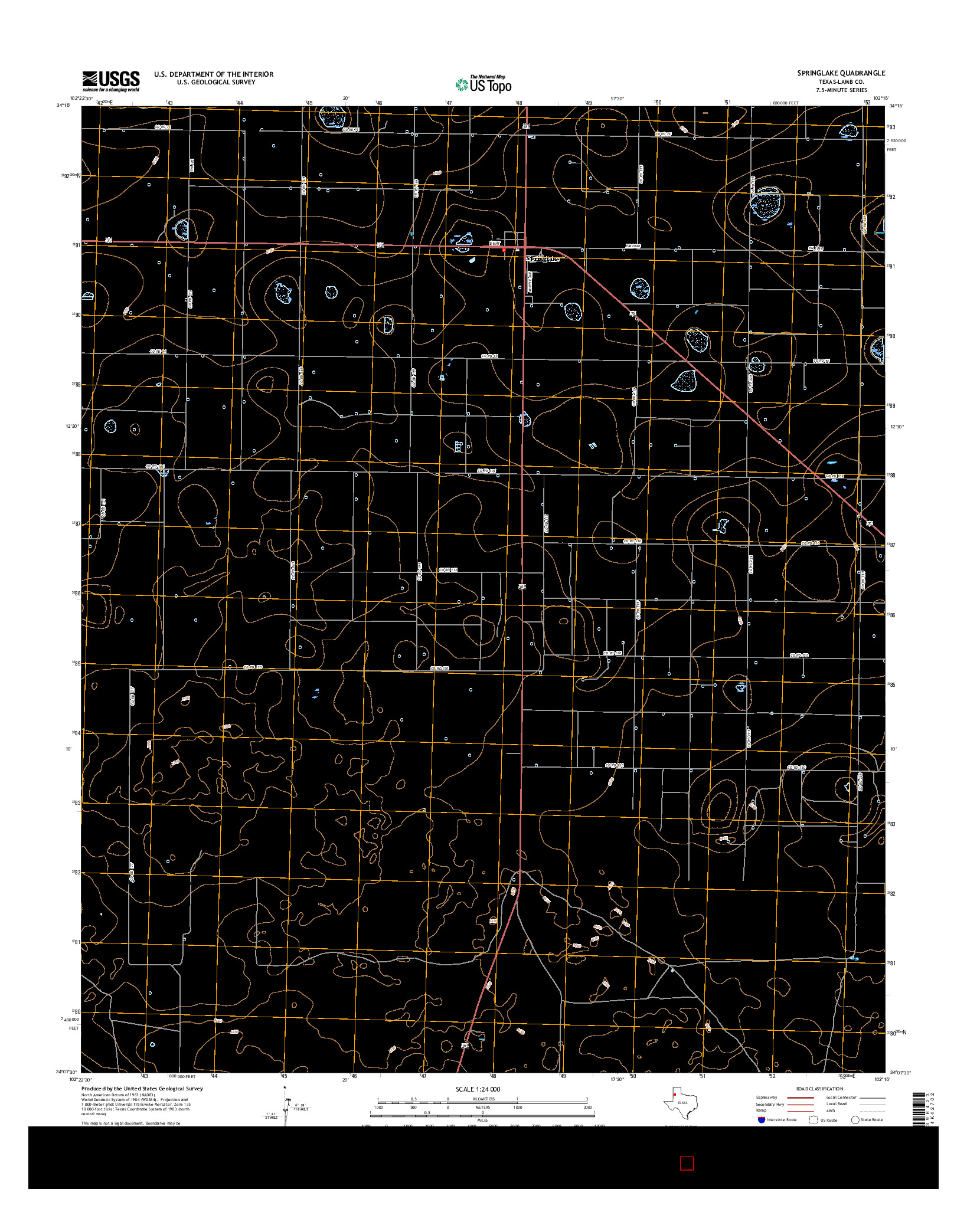 USGS US TOPO 7.5-MINUTE MAP FOR SPRINGLAKE, TX 2016