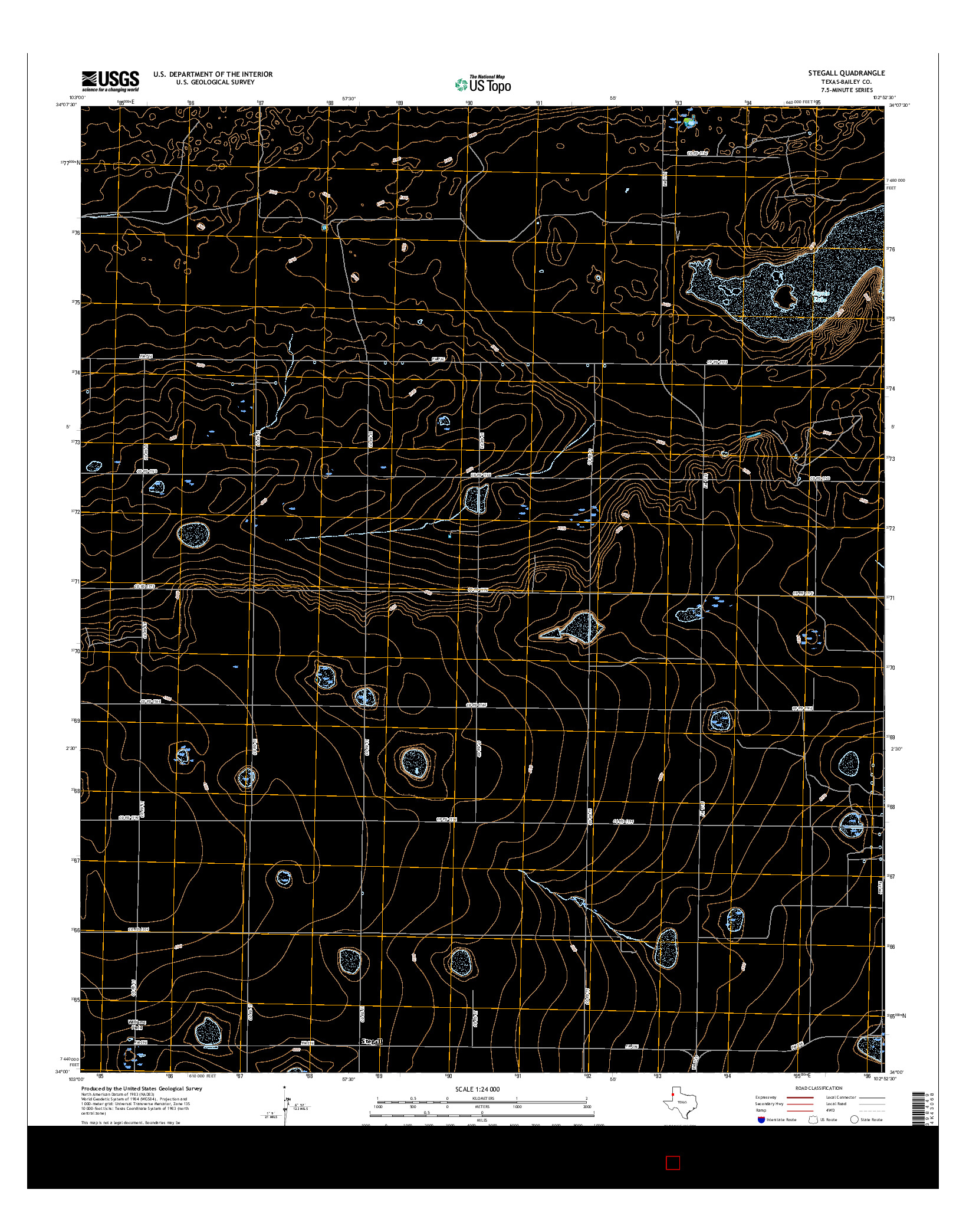 USGS US TOPO 7.5-MINUTE MAP FOR STEGALL, TX 2016