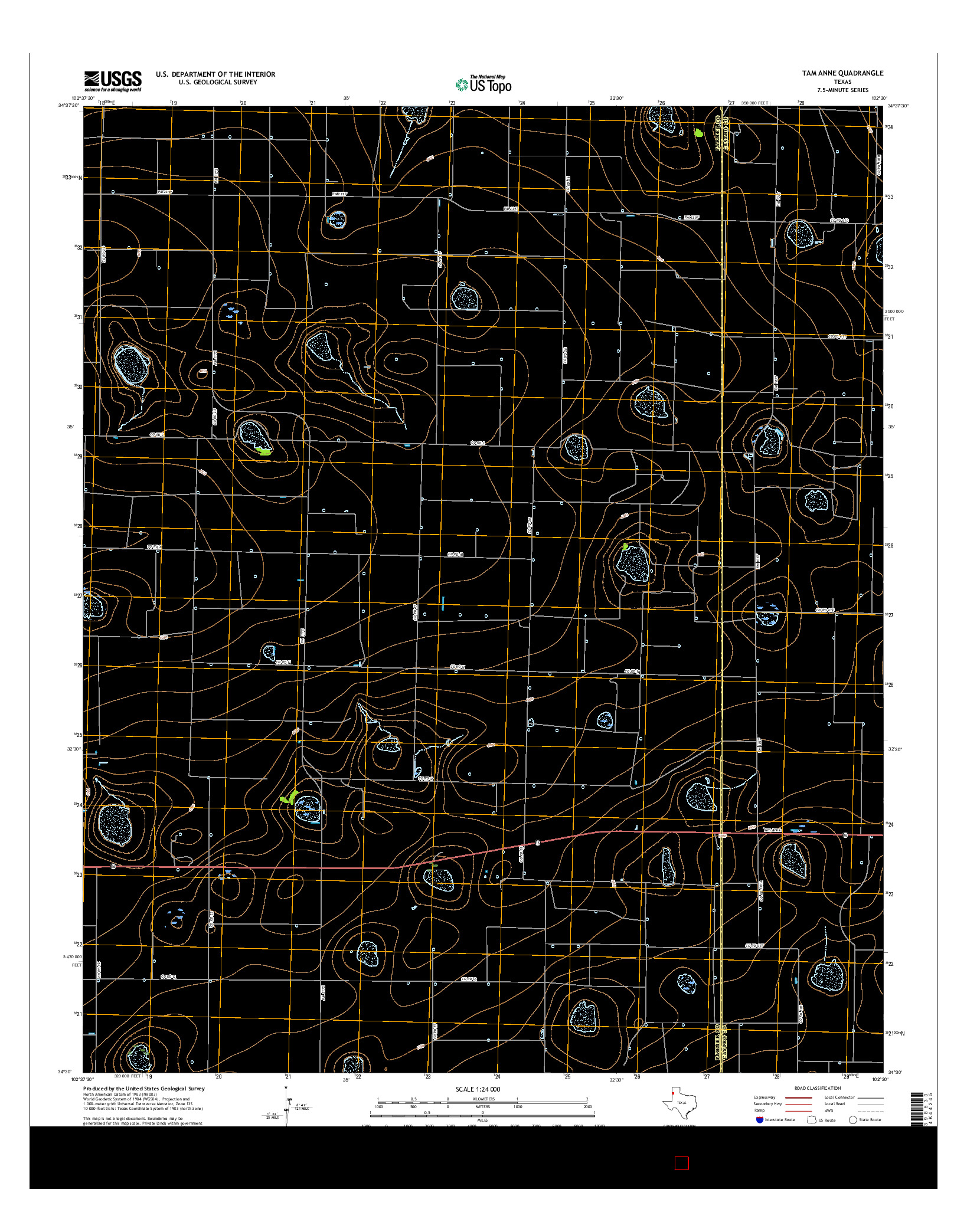 USGS US TOPO 7.5-MINUTE MAP FOR TAM ANNE, TX 2016