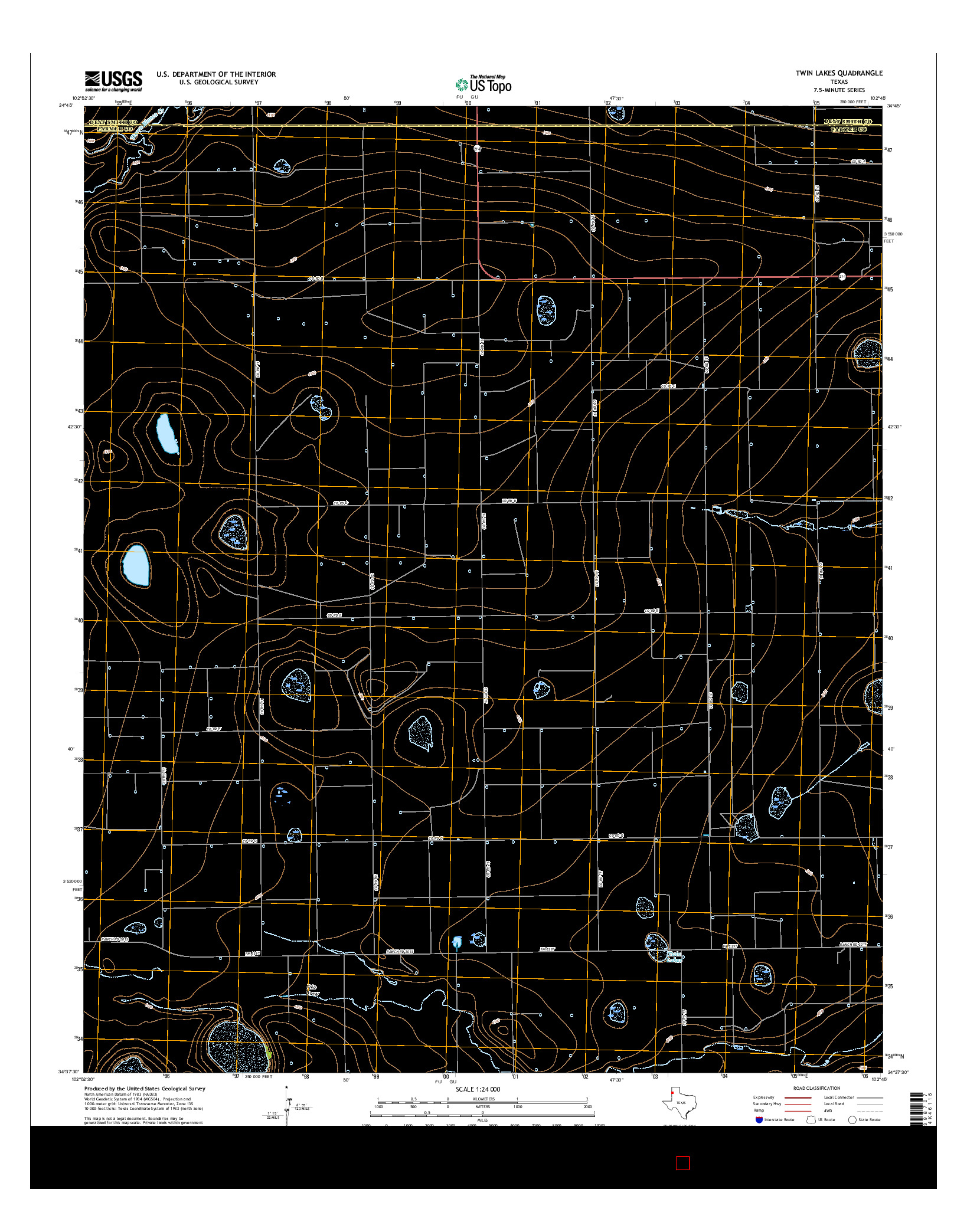 USGS US TOPO 7.5-MINUTE MAP FOR TWIN LAKES, TX 2016