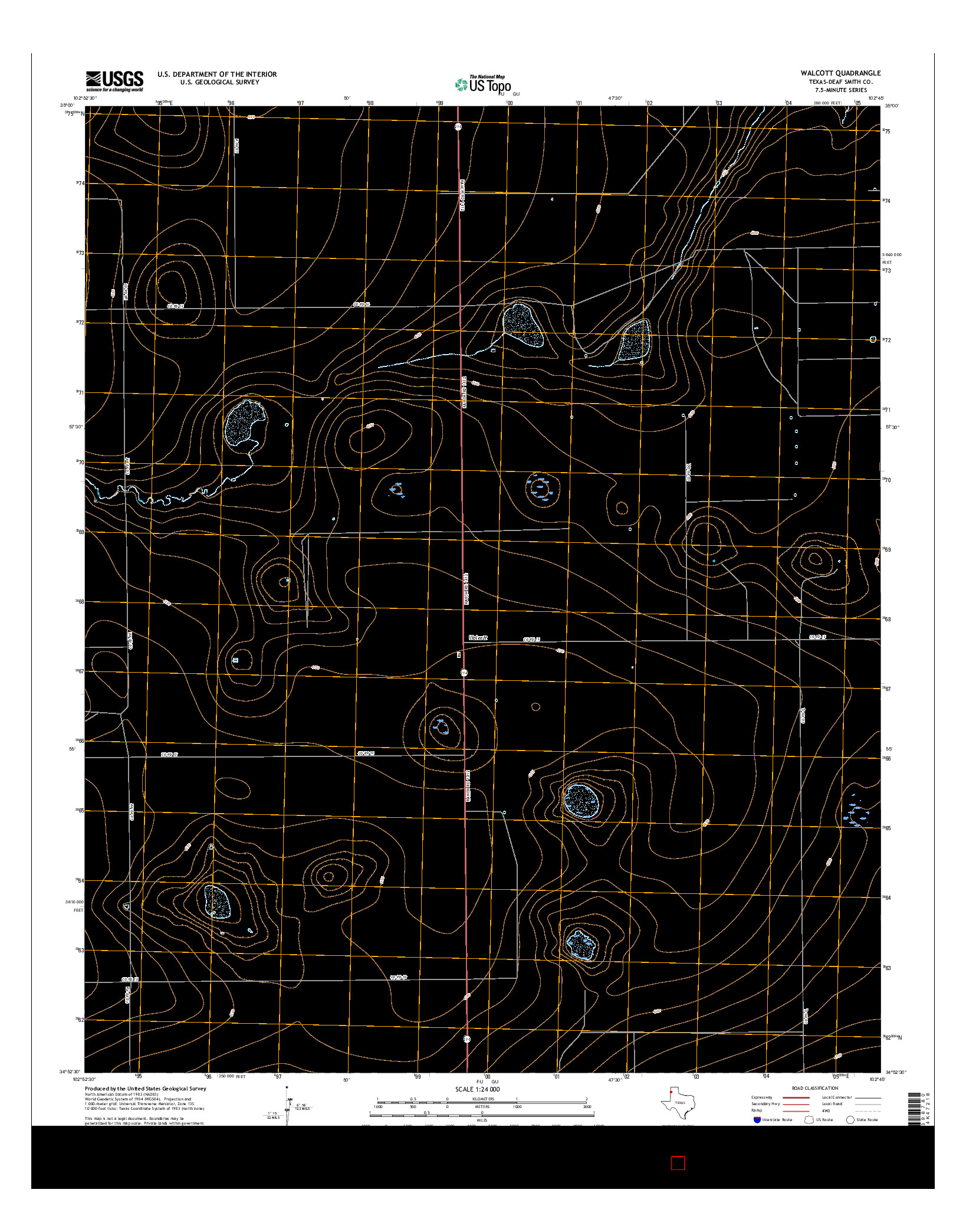 USGS US TOPO 7.5-MINUTE MAP FOR WALCOTT, TX 2016