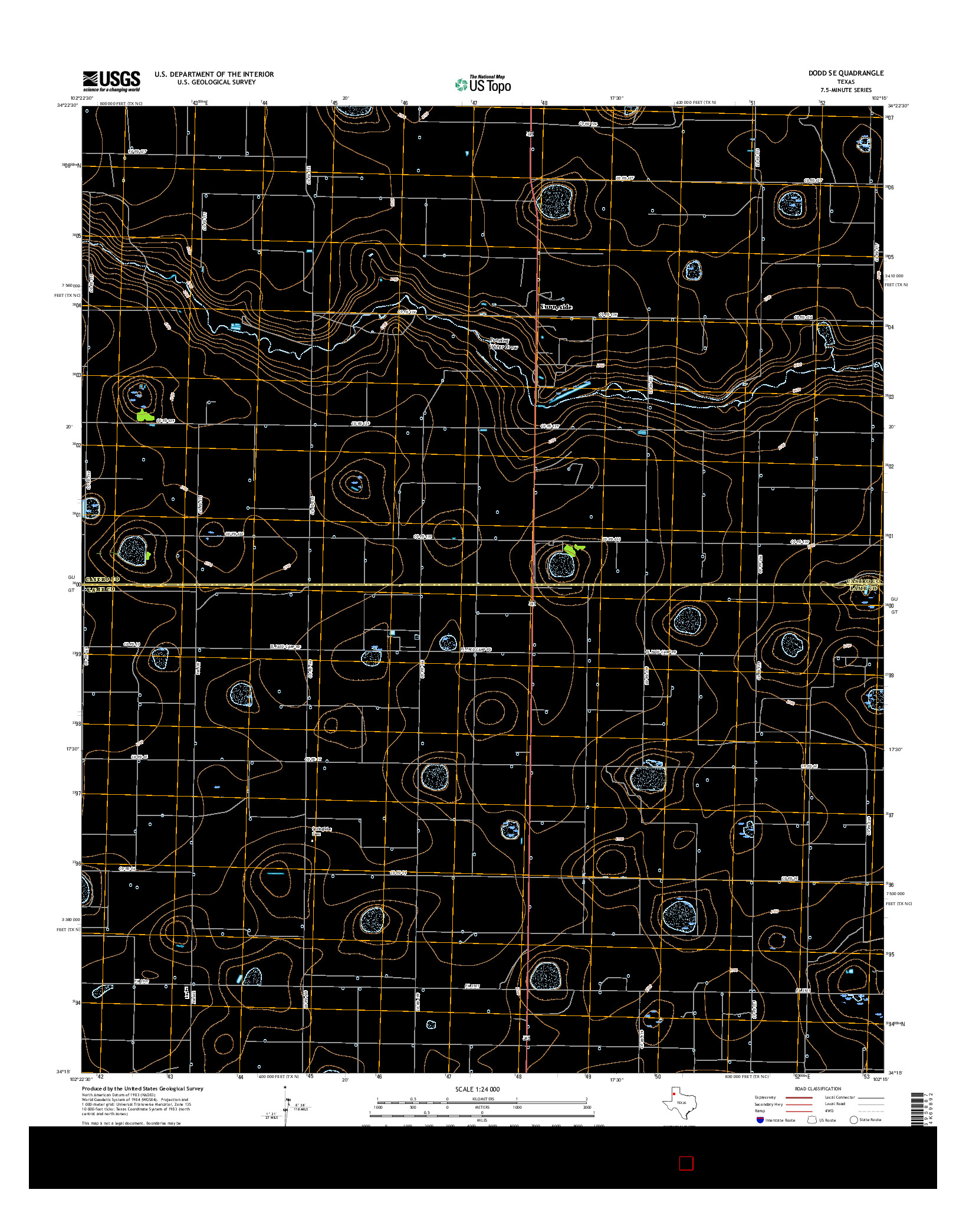 USGS US TOPO 7.5-MINUTE MAP FOR DODD SE, TX 2016