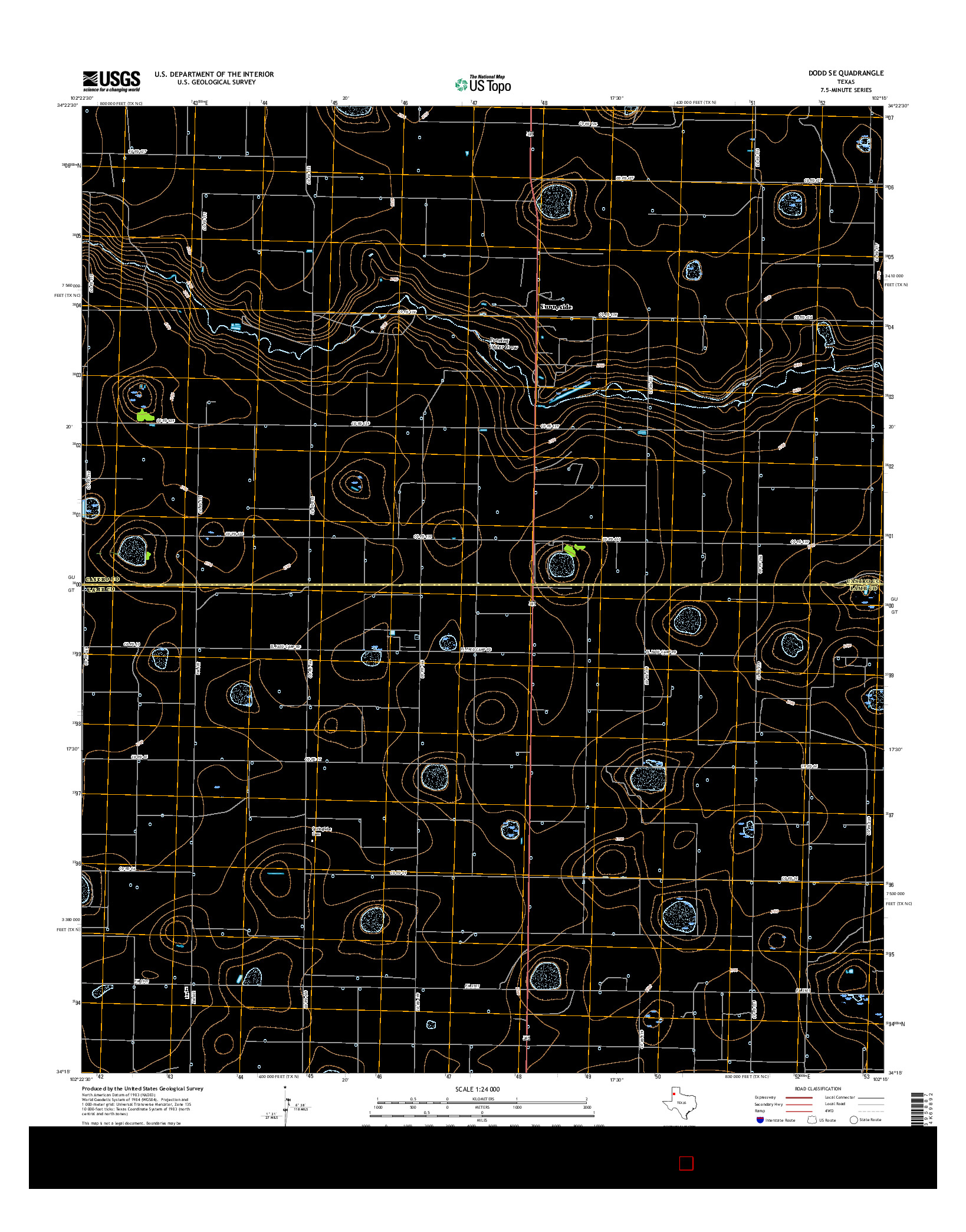 USGS US TOPO 7.5-MINUTE MAP FOR DODD SE, TX 2016