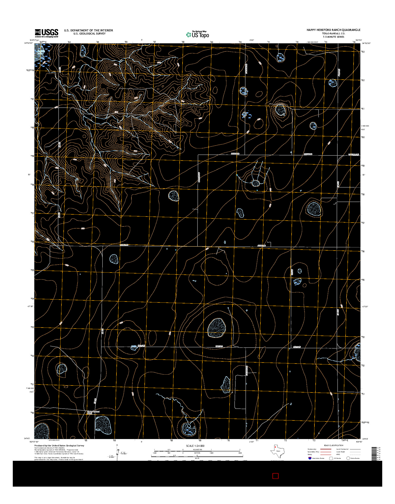 USGS US TOPO 7.5-MINUTE MAP FOR HAPPY HEREFORD RANCH, TX 2016