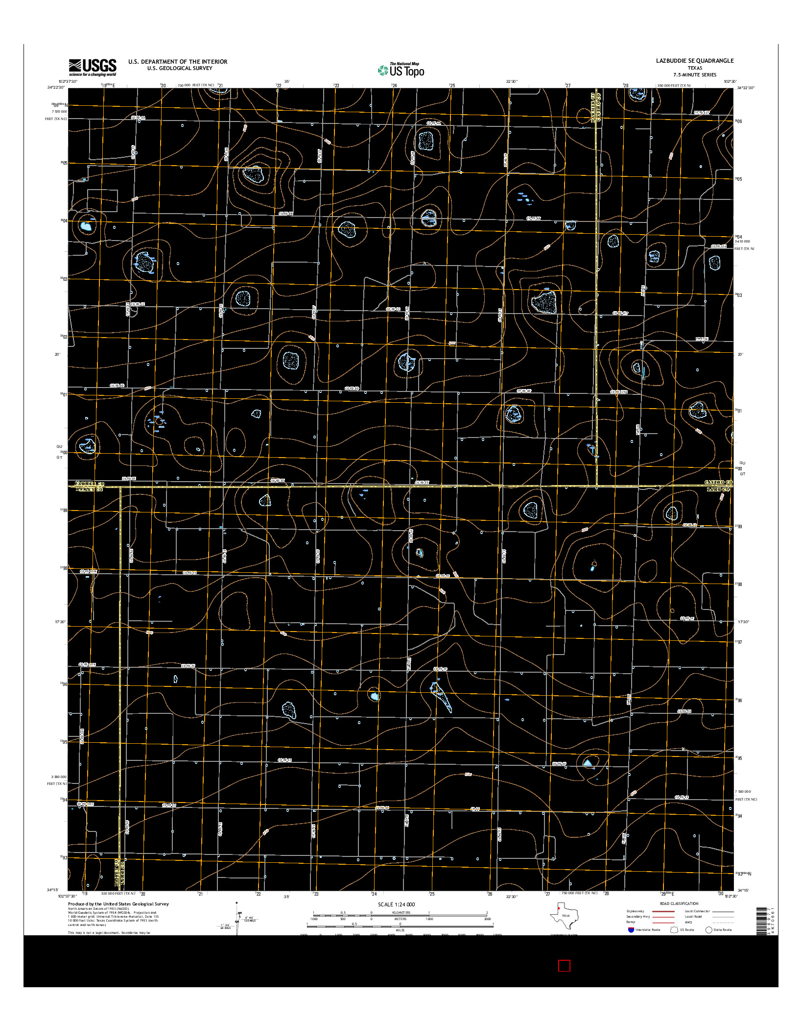 USGS US TOPO 7.5-MINUTE MAP FOR LAZBUDDIE SE, TX 2016