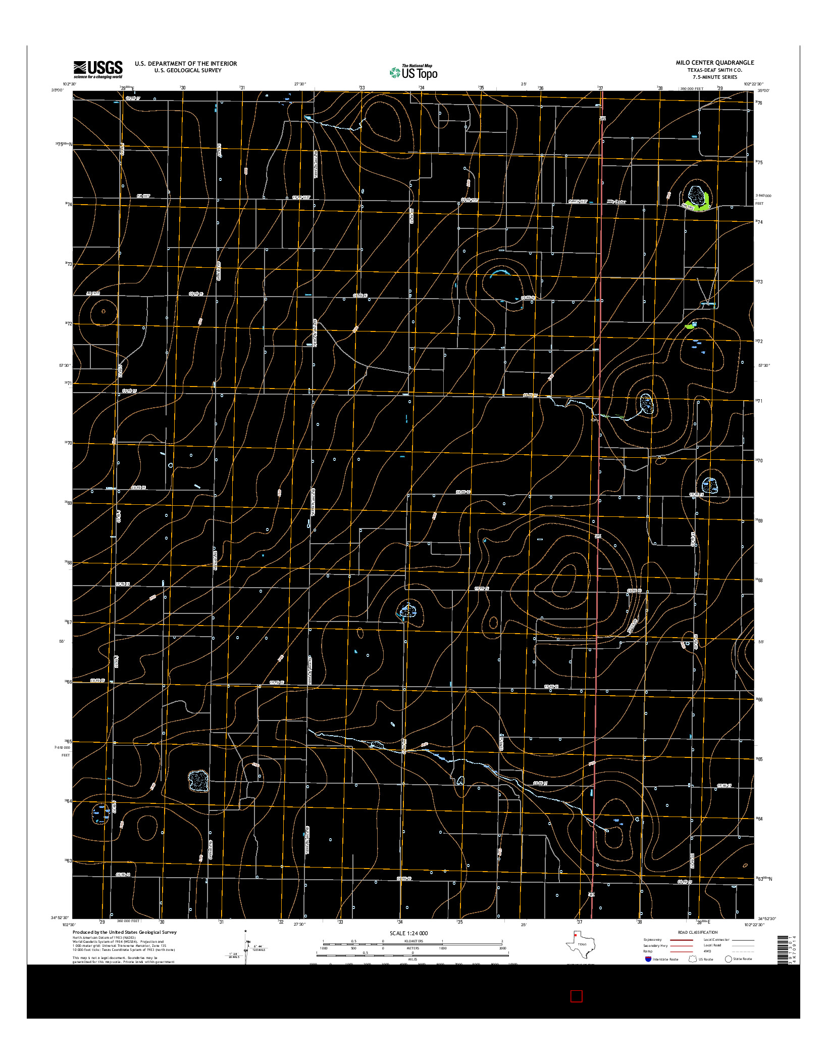 USGS US TOPO 7.5-MINUTE MAP FOR MILO CENTER, TX 2016