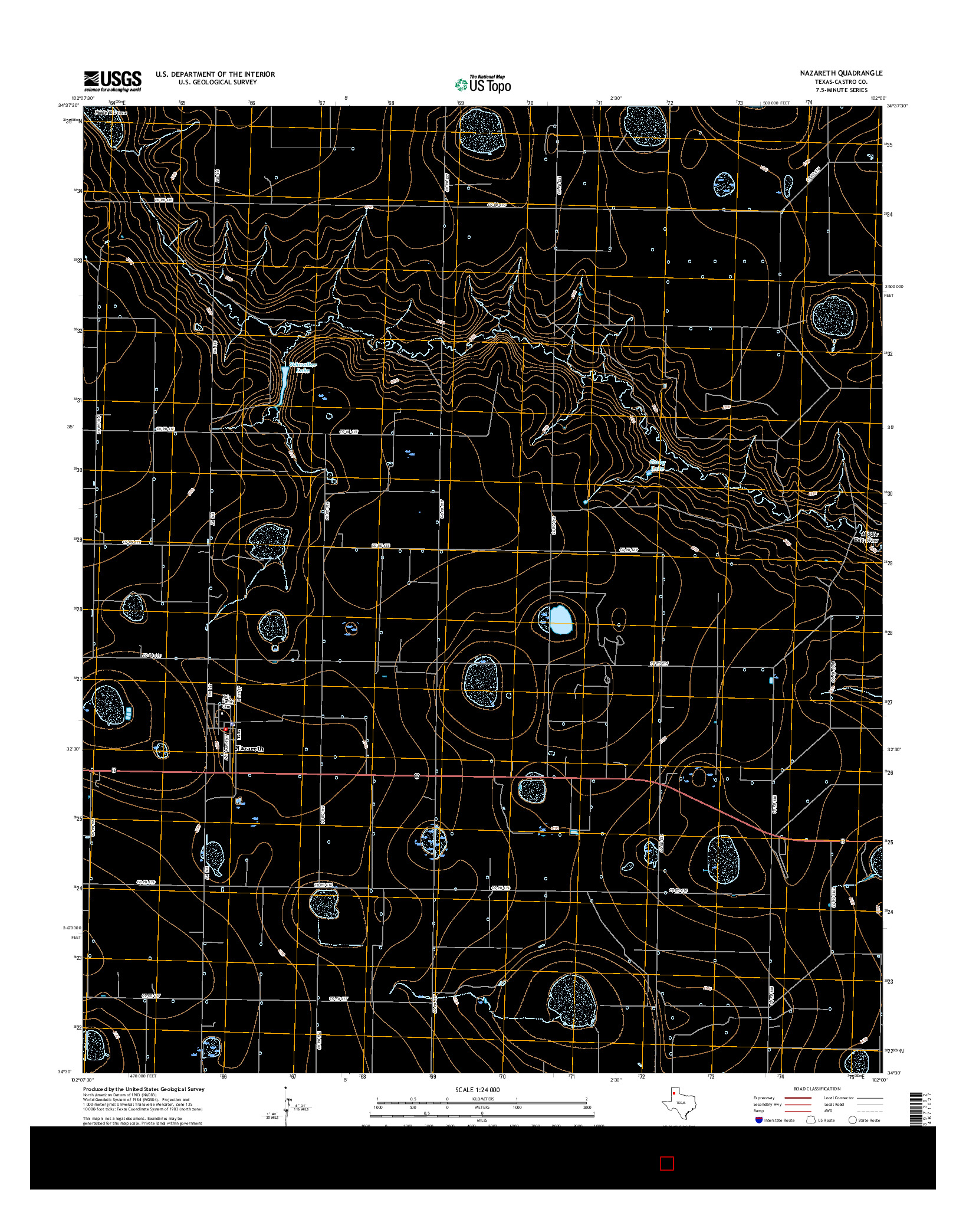 USGS US TOPO 7.5-MINUTE MAP FOR NAZARETH, TX 2016