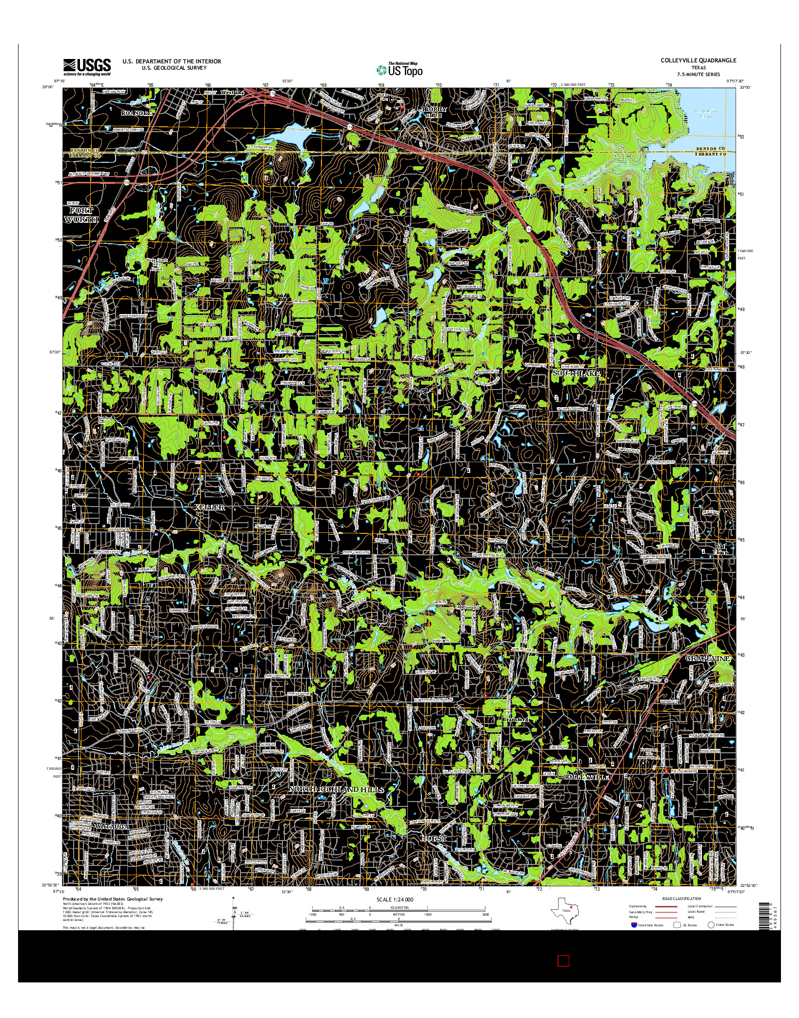 USGS US TOPO 7.5-MINUTE MAP FOR COLLEYVILLE, TX 2016