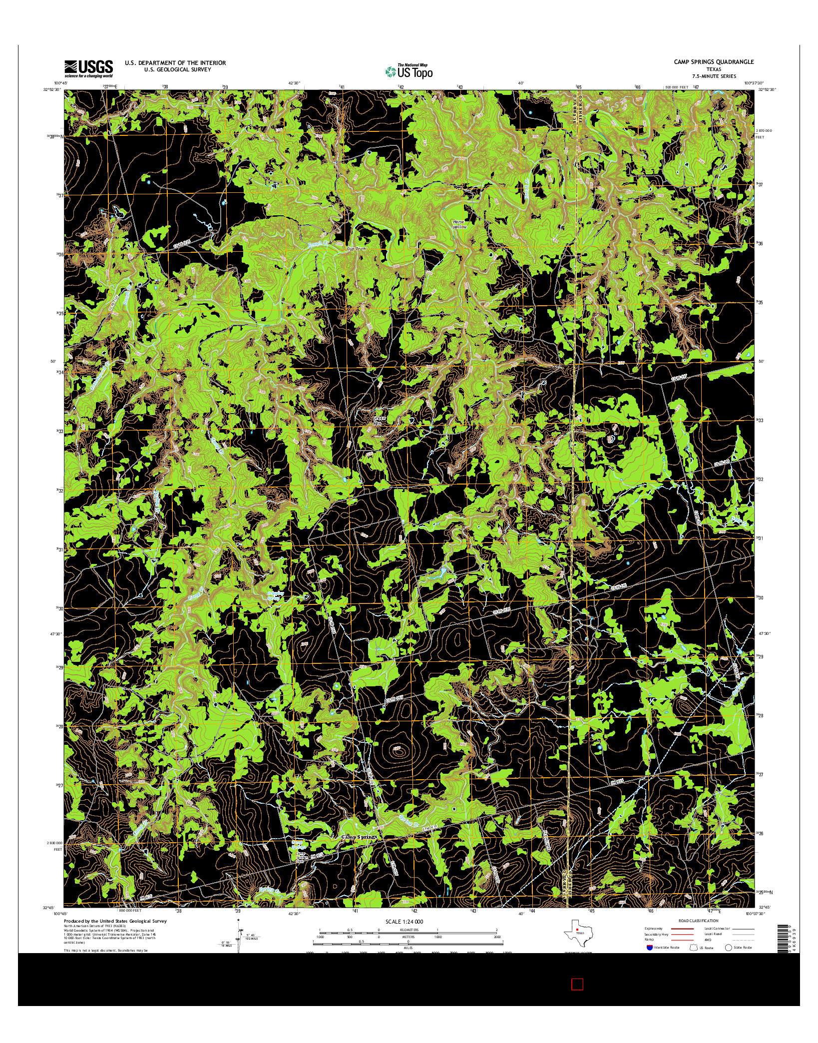 USGS US TOPO 7.5-MINUTE MAP FOR CAMP SPRINGS, TX 2016