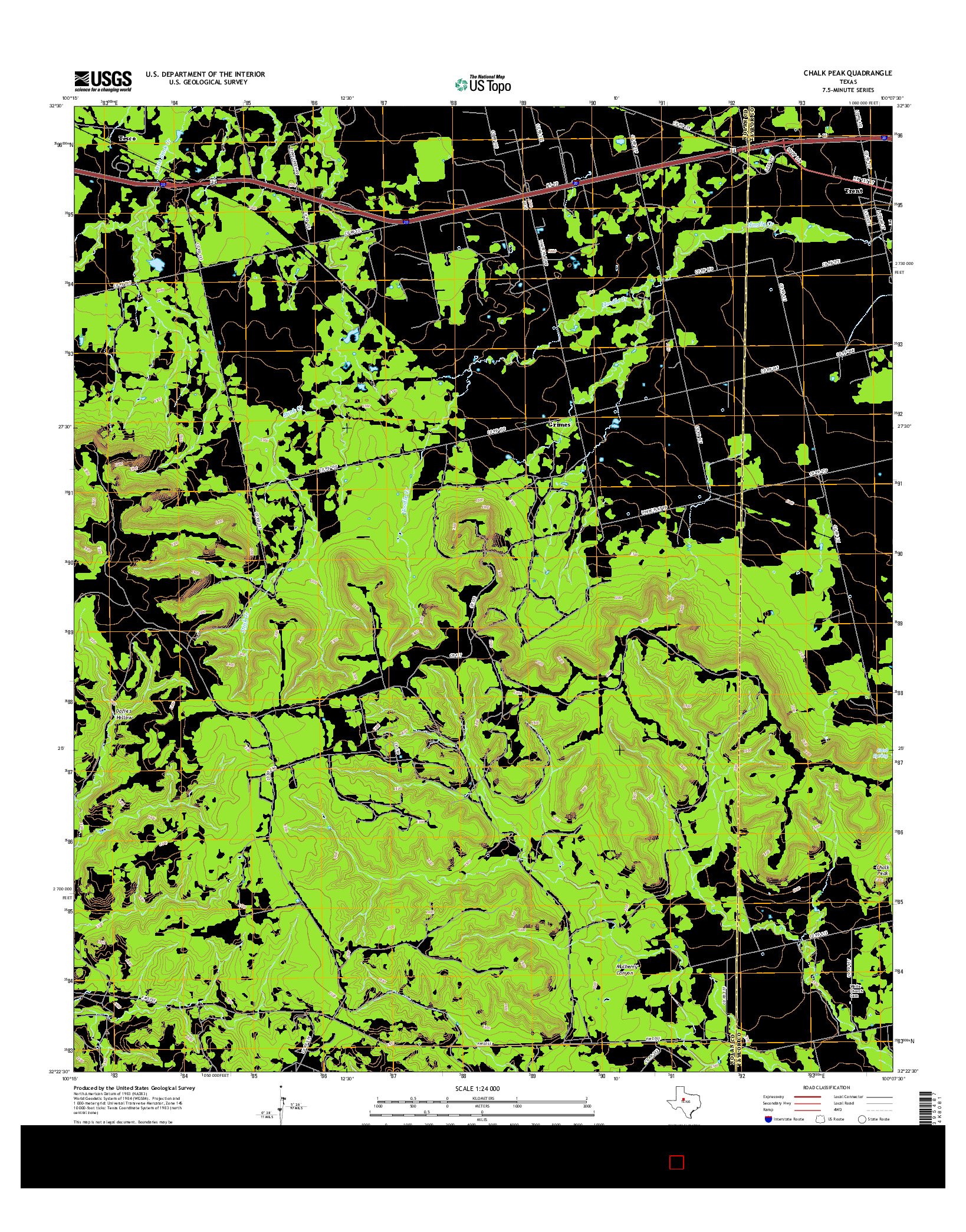 USGS US TOPO 7.5-MINUTE MAP FOR CHALK PEAK, TX 2016