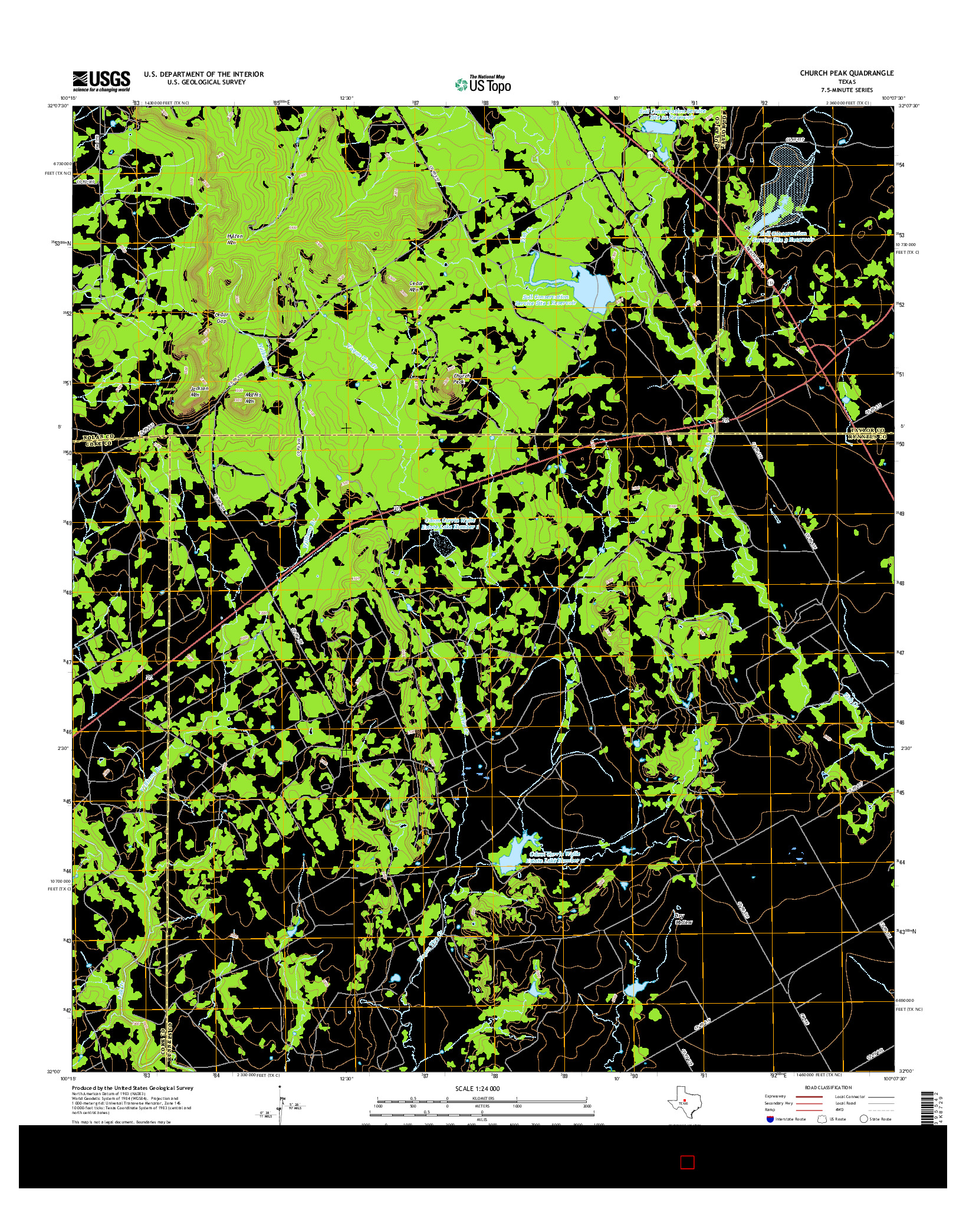 USGS US TOPO 7.5-MINUTE MAP FOR CHURCH PEAK, TX 2016