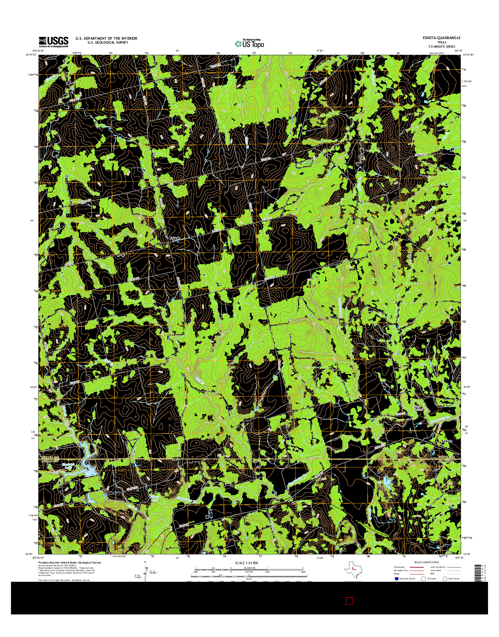 USGS US TOPO 7.5-MINUTE MAP FOR ESKOTA, TX 2016