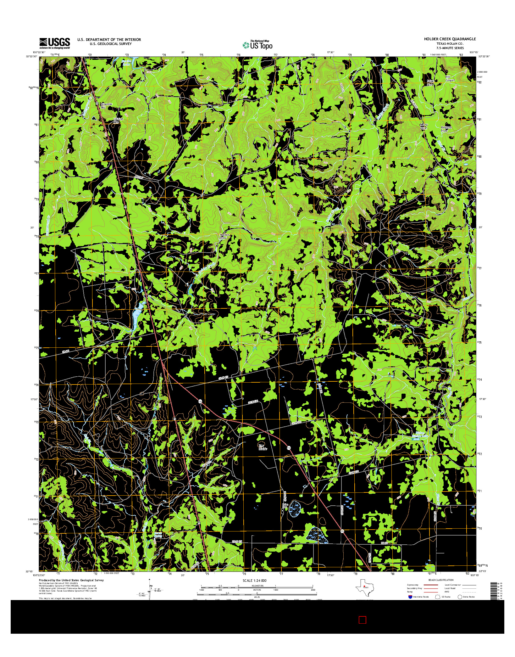 USGS US TOPO 7.5-MINUTE MAP FOR HOLDER CREEK, TX 2016