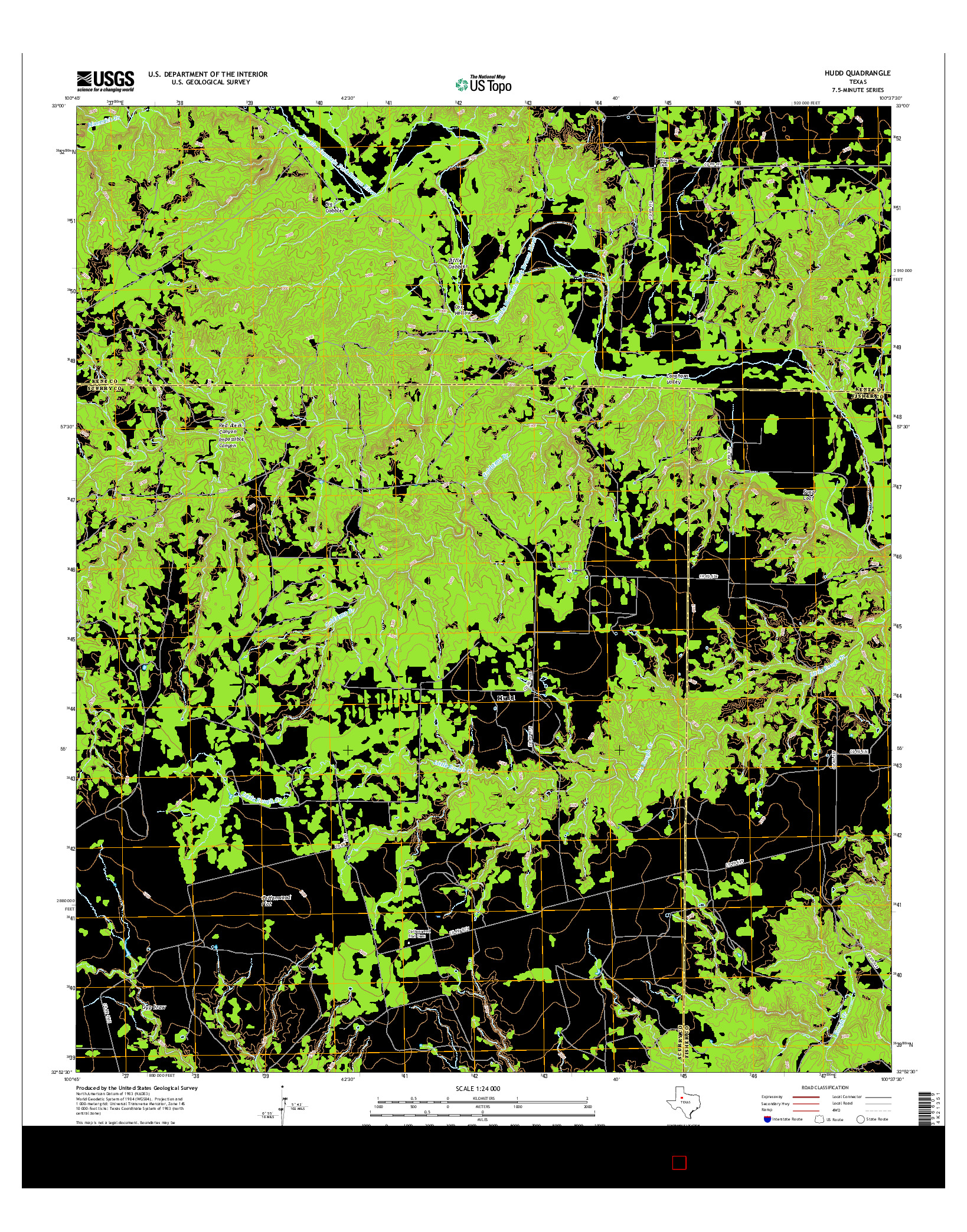 USGS US TOPO 7.5-MINUTE MAP FOR HUDD, TX 2016