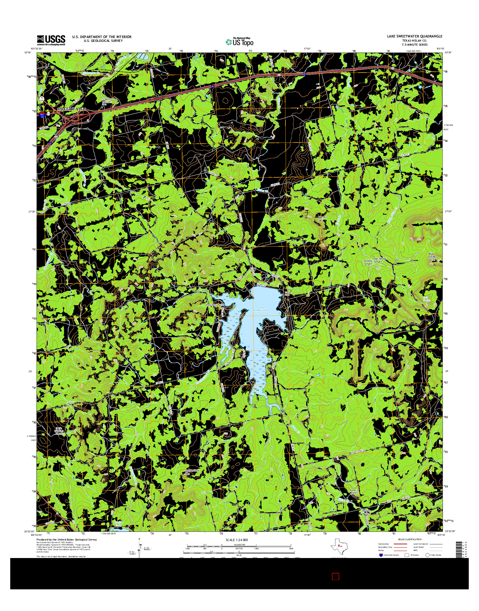 USGS US TOPO 7.5-MINUTE MAP FOR LAKE SWEETWATER, TX 2016